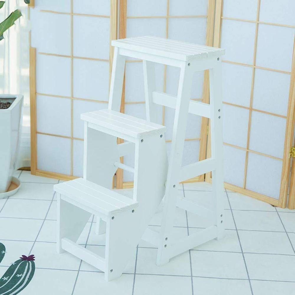 AYVADA Foldable Wooden Step Stool for Home - Multifunctional Ladder Stool with Non-Slip Steps for Kitchen, Living Room, Library - Perfect as Flower Stand, Climbing Aid & Home Decor Accessory