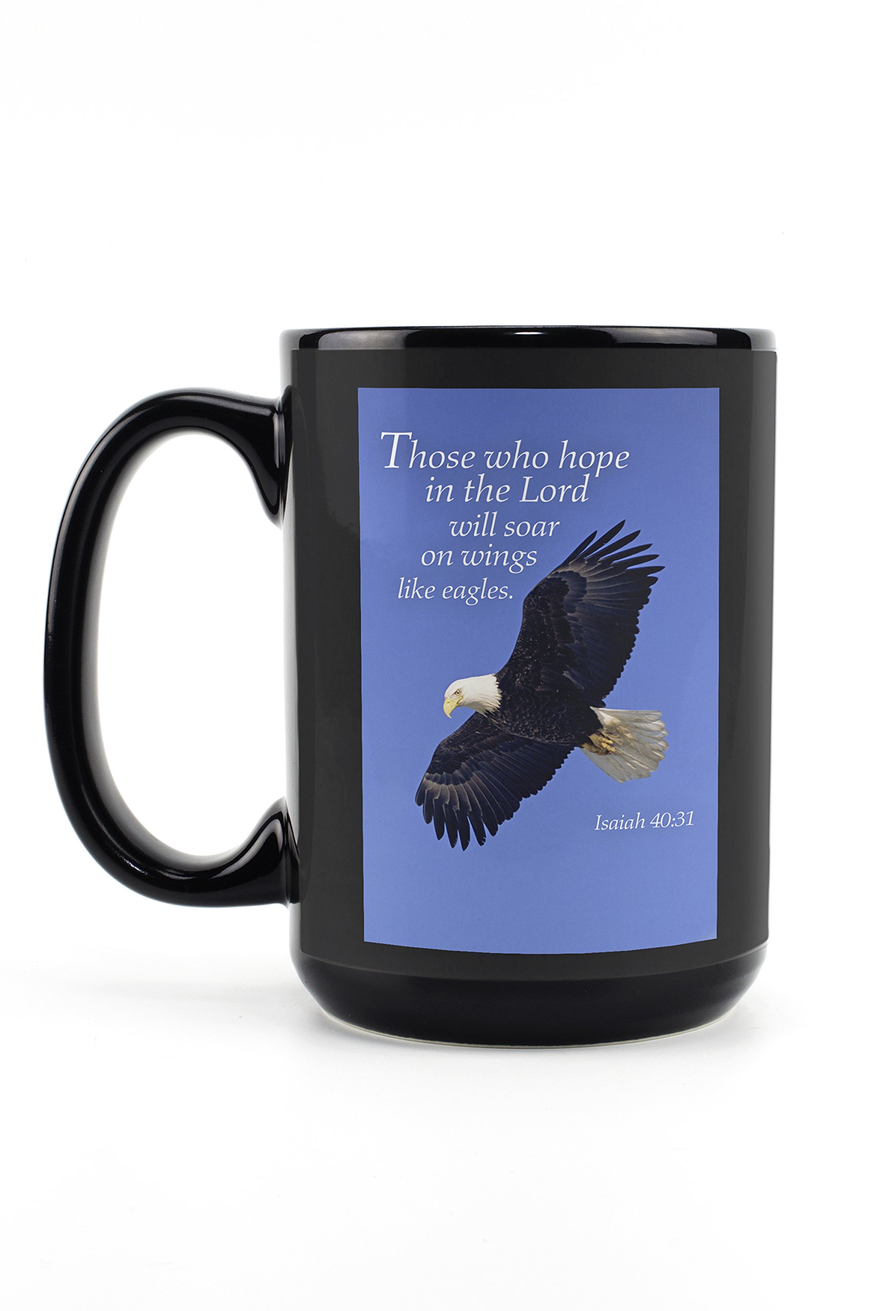 Lantern Press Isaiah 40:31 Inspirational Bible Verse Mug - 15oz Black Ceramic Coffee & Tea Cup - Dishwasher & Microwave Safe - Perfect for Morning Devotions, Office Use & Gift Giving