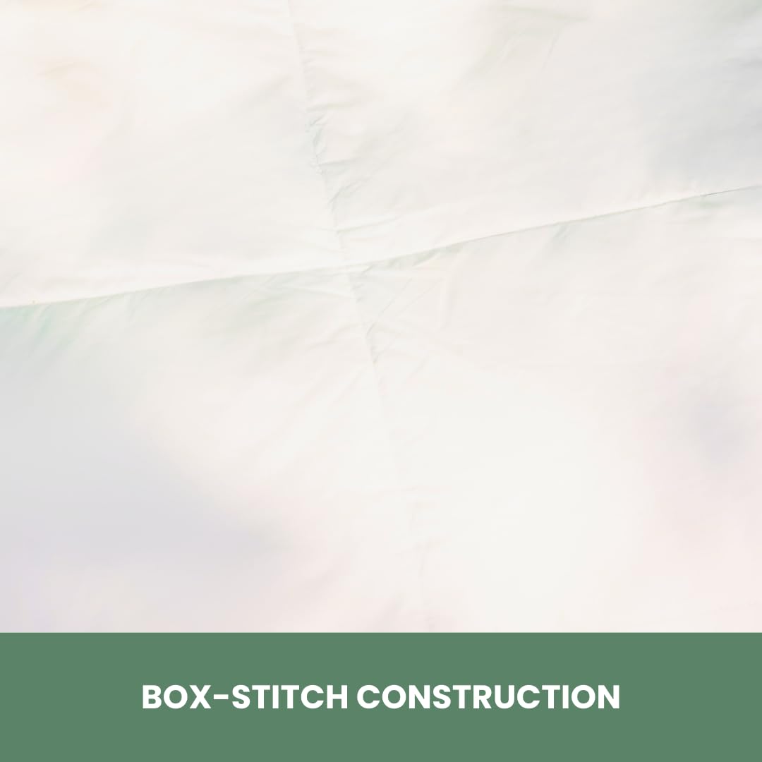 Organic Bamboo Rayon & Cotton King Size Comforter - 350 Thread Count, Box Stitching, Ultra Soft & Breathable for Hot Sleepers - Machine Washable - Perfect for All-Season Comfort in Bedroom, Guest Room, or Dorm
