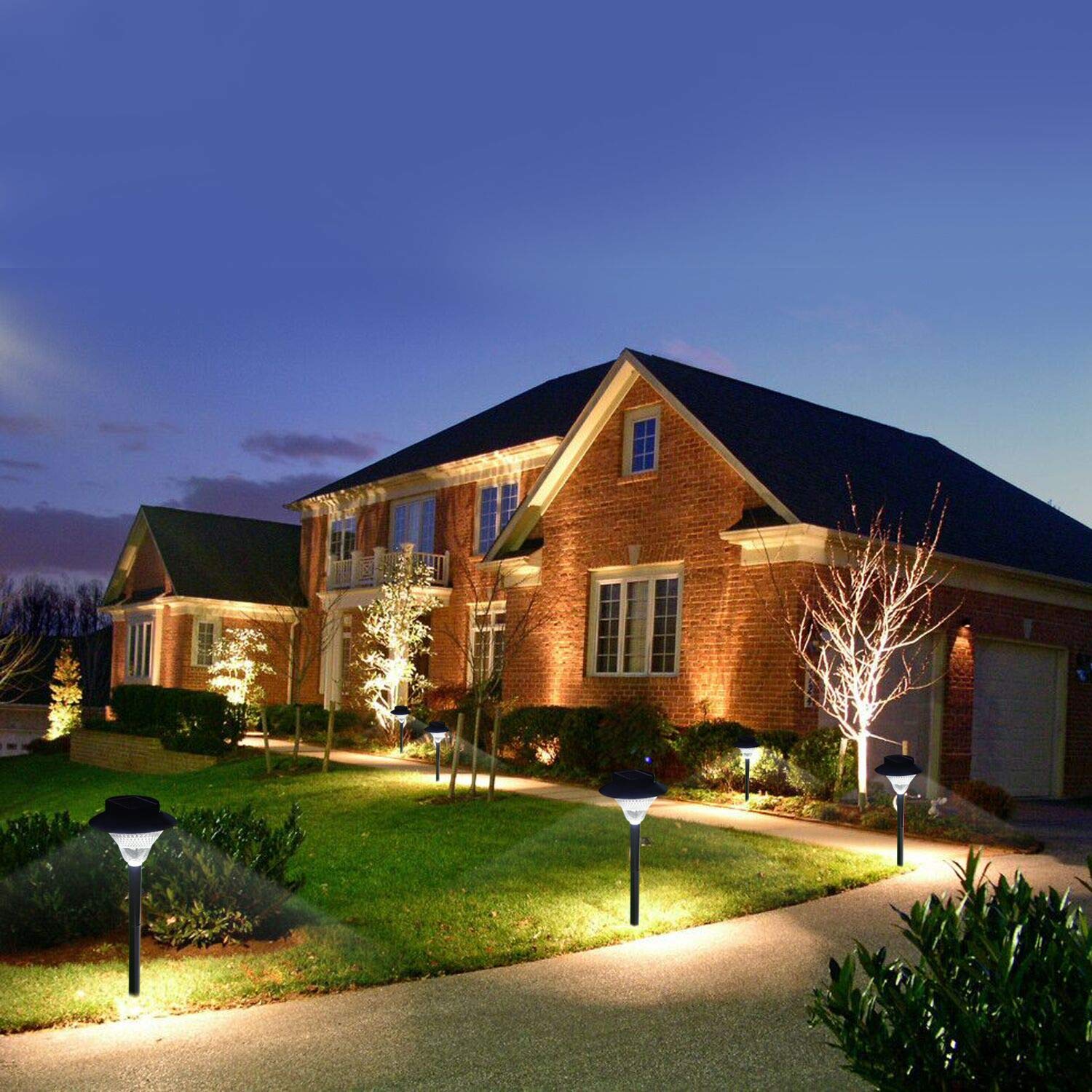 Solar Pathway Lights Outdoor - 2 Pack Super Bright LED Solar Garden Lights with 12 Hours Runtime, IP65 Waterproof for Yard, Landscape, Walkway - Perfect for Driveway, Patio, Deck and Backyard Lighting