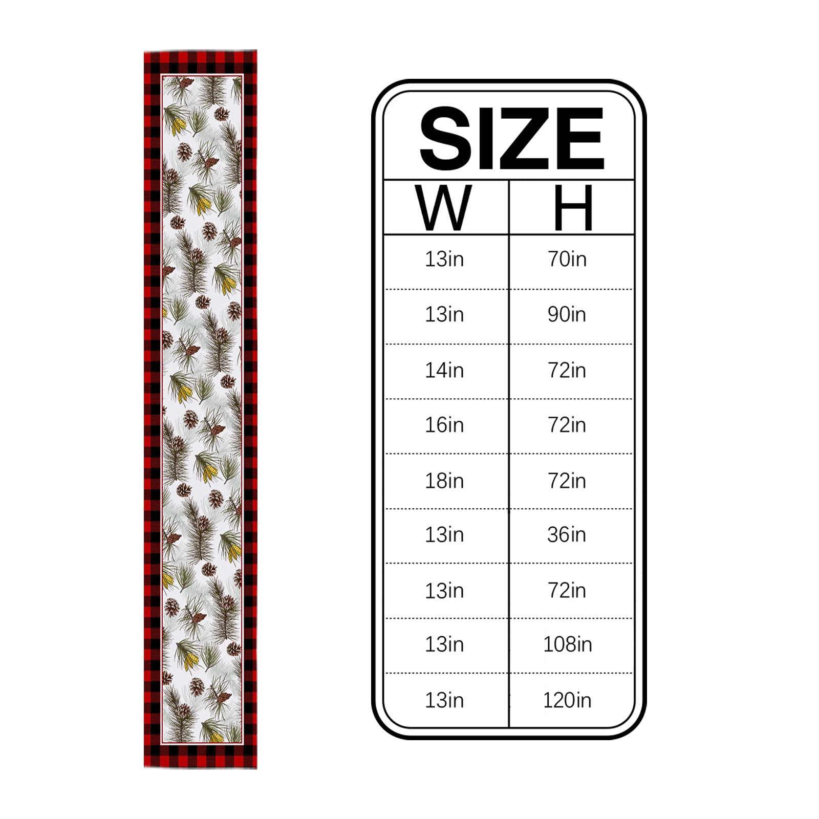 Christmas Cotton Linen Table Runner - Buffalo Plaid Pine Tree Design Holiday Decor for Dining Table, Kitchen, Farmhouse - 13x70 Inch (Perfect for Christmas Dinner, Party Decorations & Festive Home Styling)