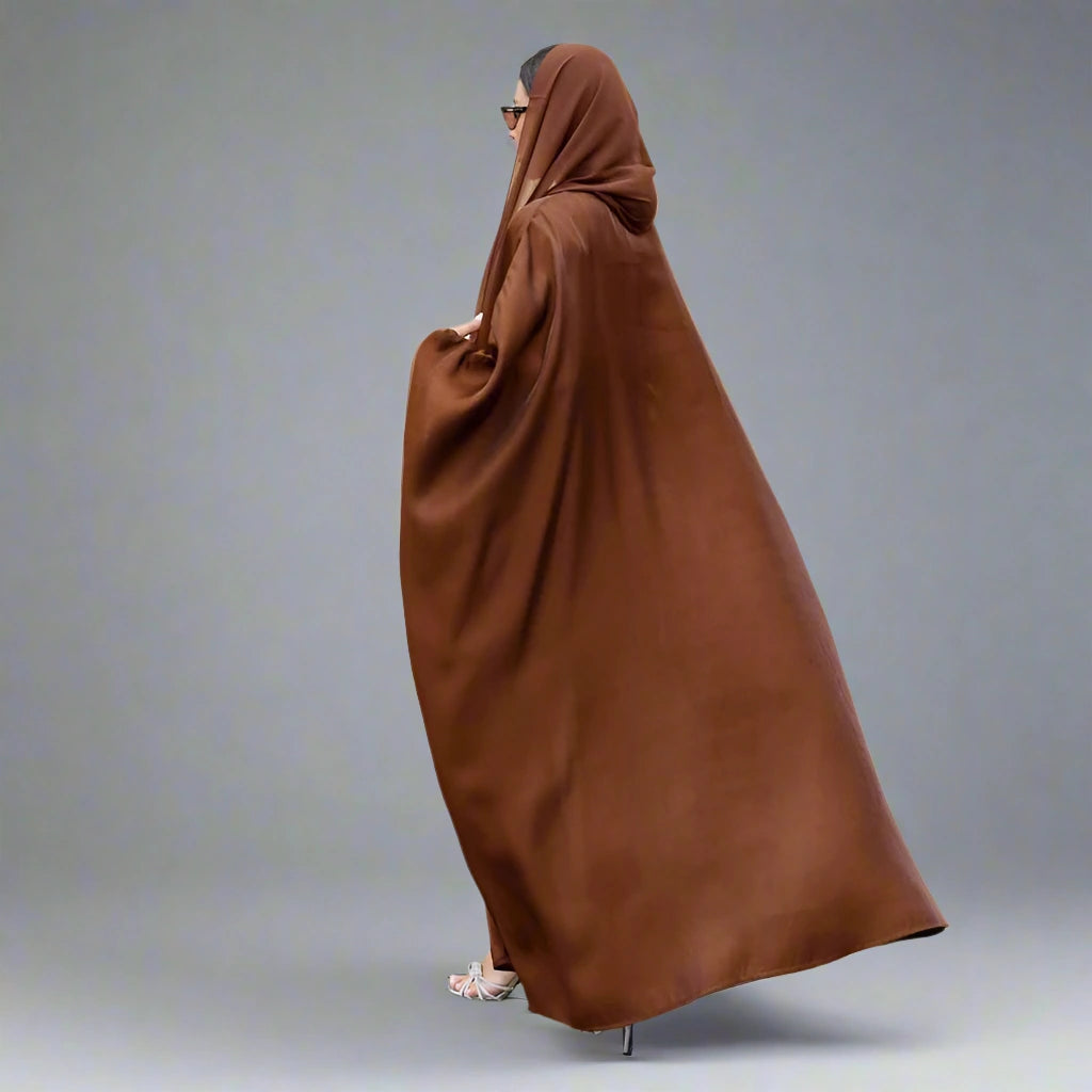 Elegant Hijab Batwing Sleeve Farasha Cardigan Open Abaya Dress for Muslim Women - Modest Islamic Fashion for Prayer, Eid, and Special Occasions