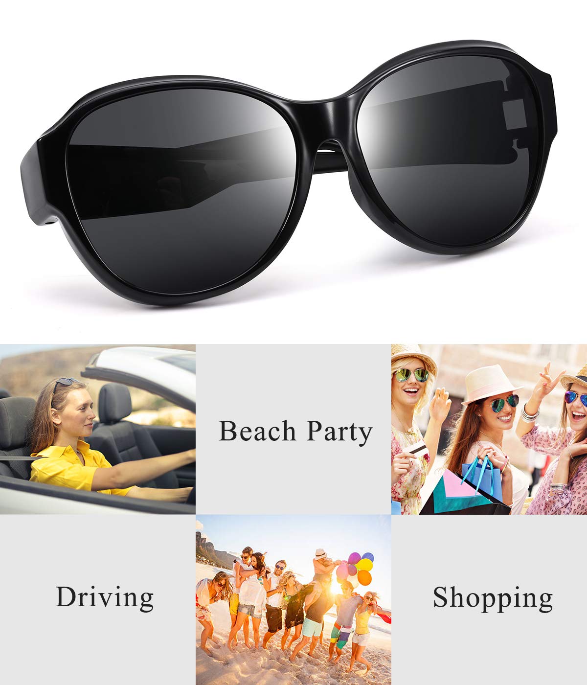 Oversized Fit Over Sunglasses for Women & Men - Polarized Lenses with 100% UV Protection - Perfect for Driving, Outdoor Sports & Daily Wear