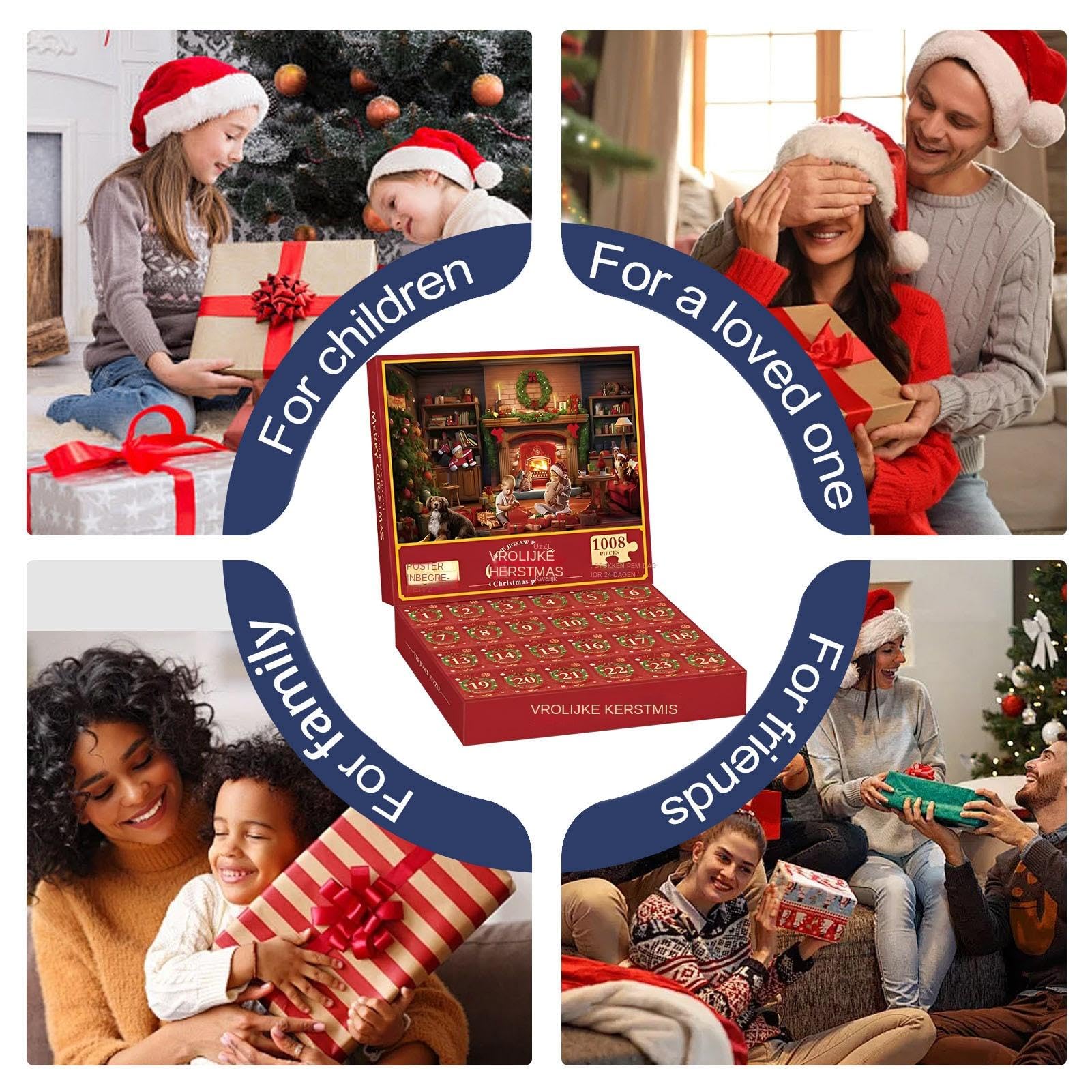 Christmas Countdown Puzzle - 1008 Piece Advent Calendar Puzzle, Festive Holiday Countdown Game | 24-Day Christmas Puzzle for Adults & Kids, Seasonal Family Activity for Holiday Decor & Gift Giving
