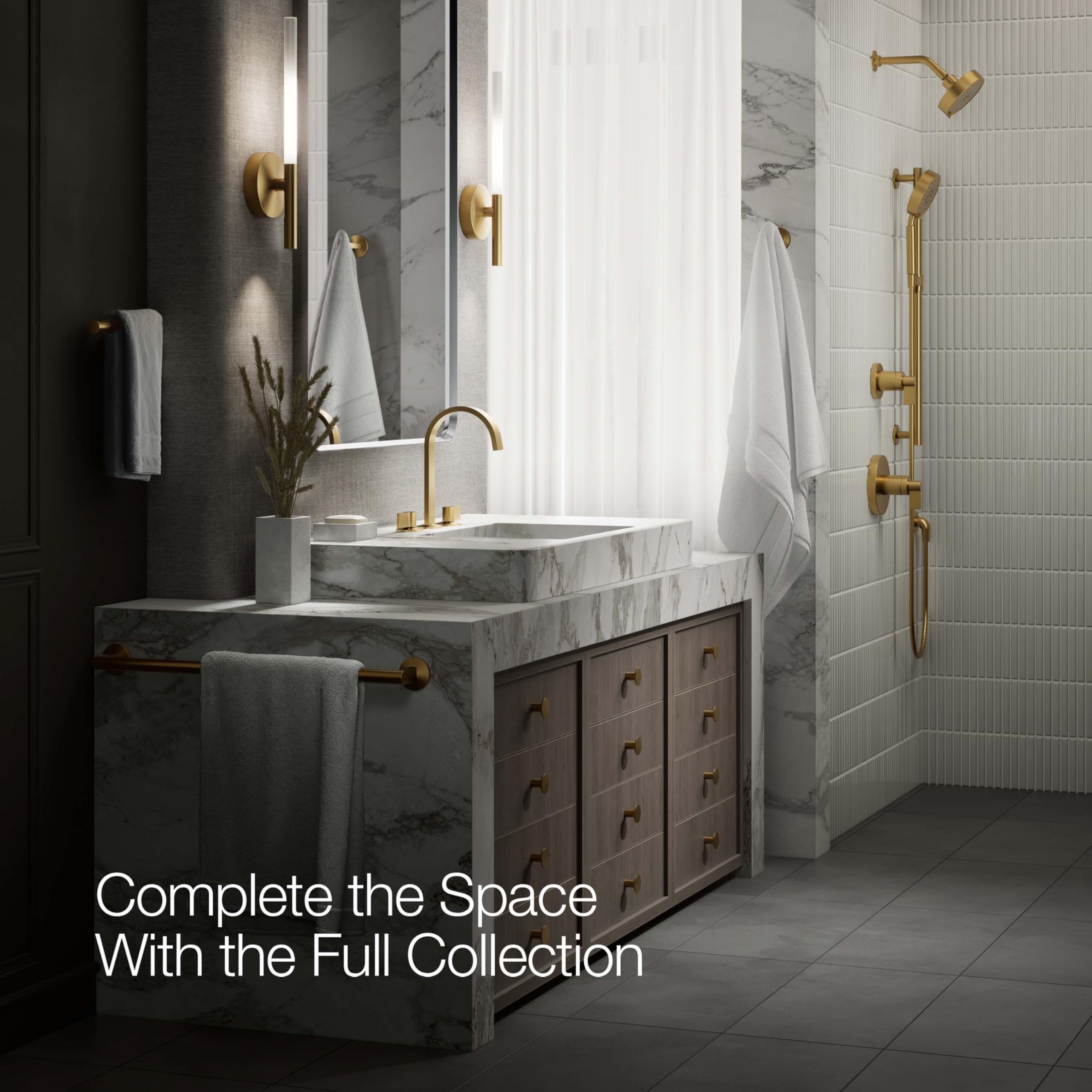 KOHLER Ribbon Design Bathroom Sink Faucet - Modern Waterfall Spout for Vanity & Powder Room - Perfect for Home & Hotel Renovation
