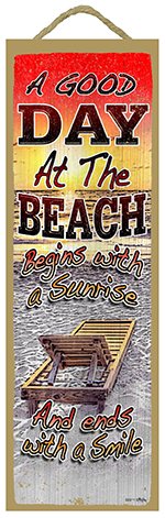 5x15 Inch Colorful Beach-Themed Wood Wall Plaque with Michael Messina Artwork - Perfect for Coastal Home Decor, Beach House Gift & Summer Living Room Accent (SJT68811)