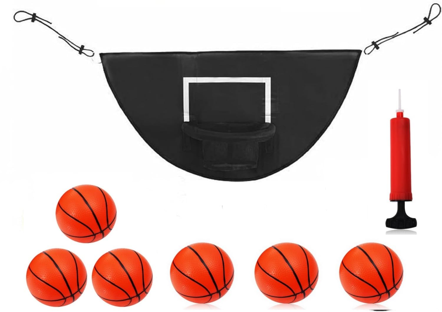 Trampoline Basketball Hoop Set with Mini Basketballs - Adjustable Kids Trampoline Accessory for Outdoor Fun & Backyard Games