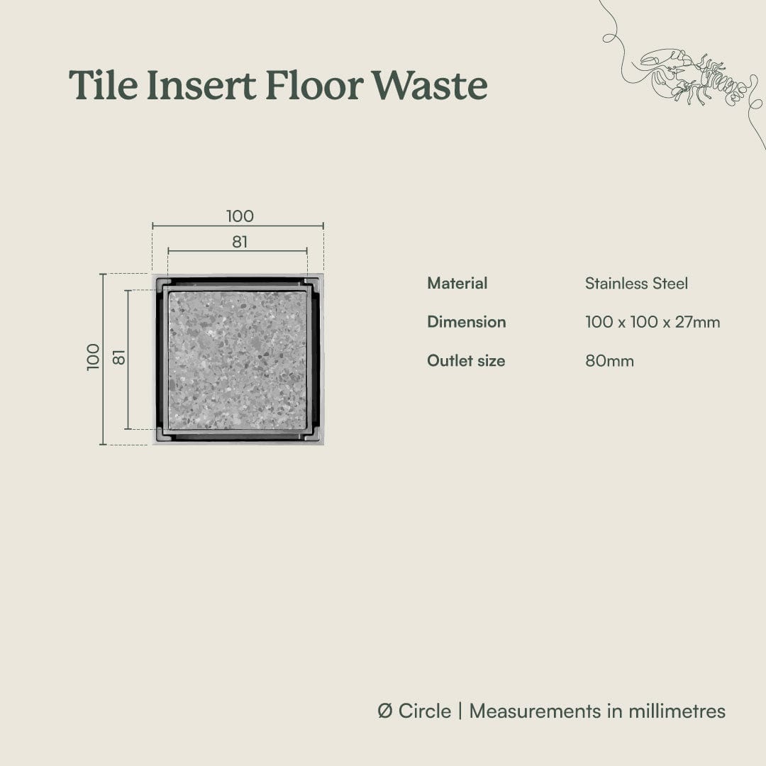 Antique Brass Tile Insert Floor Waste Drain - Perfect for Bathroom, Shower & Kitchen Renovations