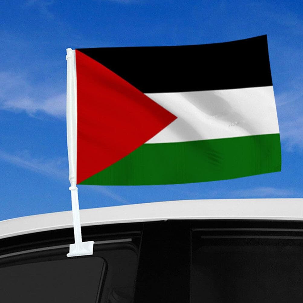 2 Pack Palestine Car Flags with Pole - Palestinian Vehicle Banner for Windows, Bumpers & Parades - Show Support with Durable Car Accessories for Cars, Trucks & SUVs