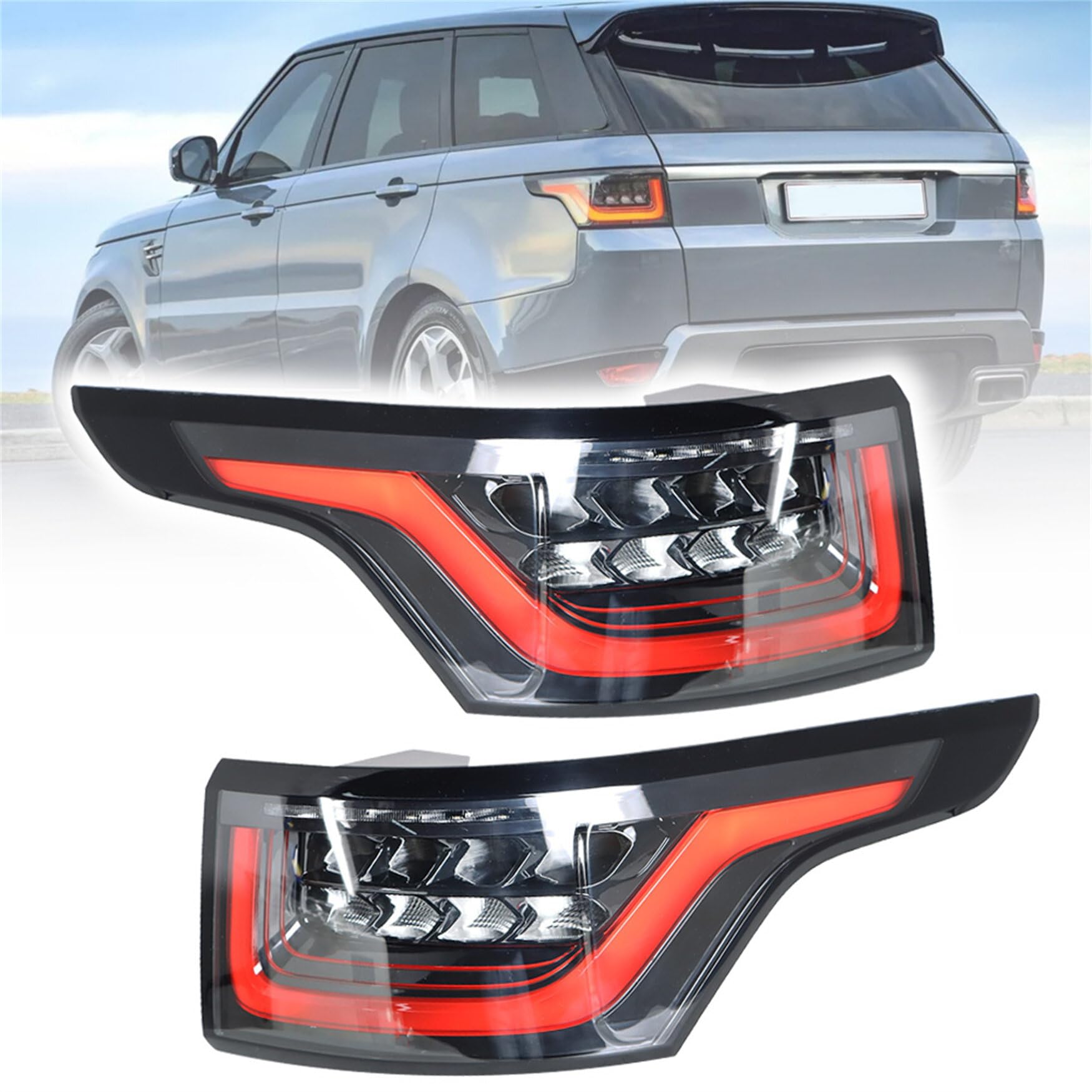 2014-2018 Range Rover Sport Tail Lights Assembly - Driver & Passenger Side Replacement (LR043974 LR043976) - Perfect for Night Driving & Enhanced Vehicle Safety