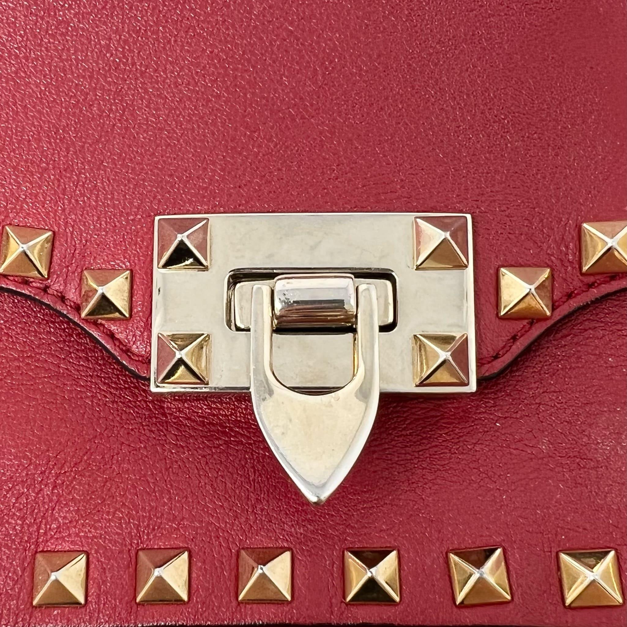 Valentino Red Mini Rockstud Bag - Genuine Leather Crossbody Purse for Women | Perfect for Parties, Date Nights & Special Occasions