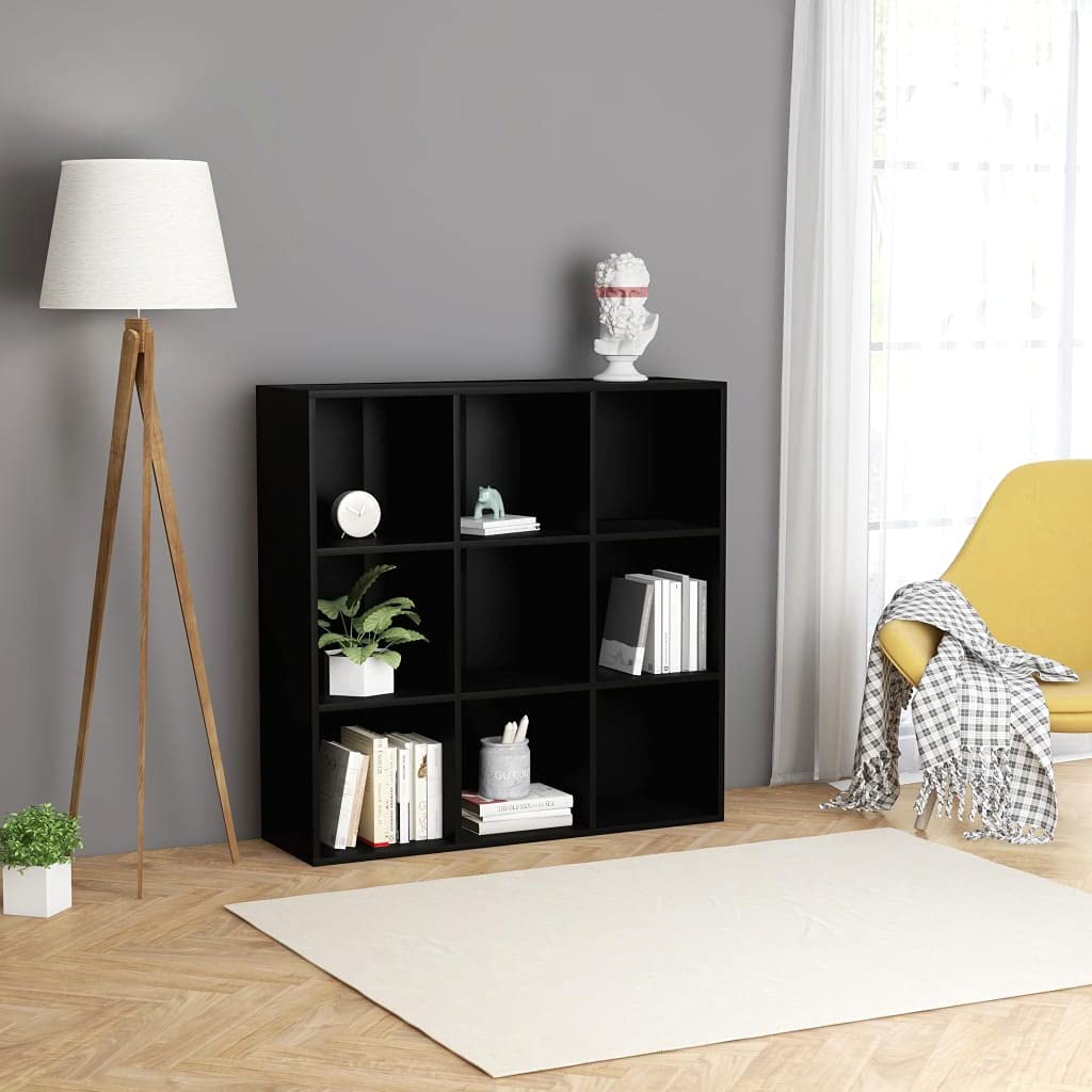 Natulvd 9-Cube Storage Bookcase Organizer - Wide Cube Shelf Unit for Books, Toys & Decor - Perfect for Living Room, Study, Bedroom & Office - Black | Space-Saving Storage Solution for Home & Workspaces