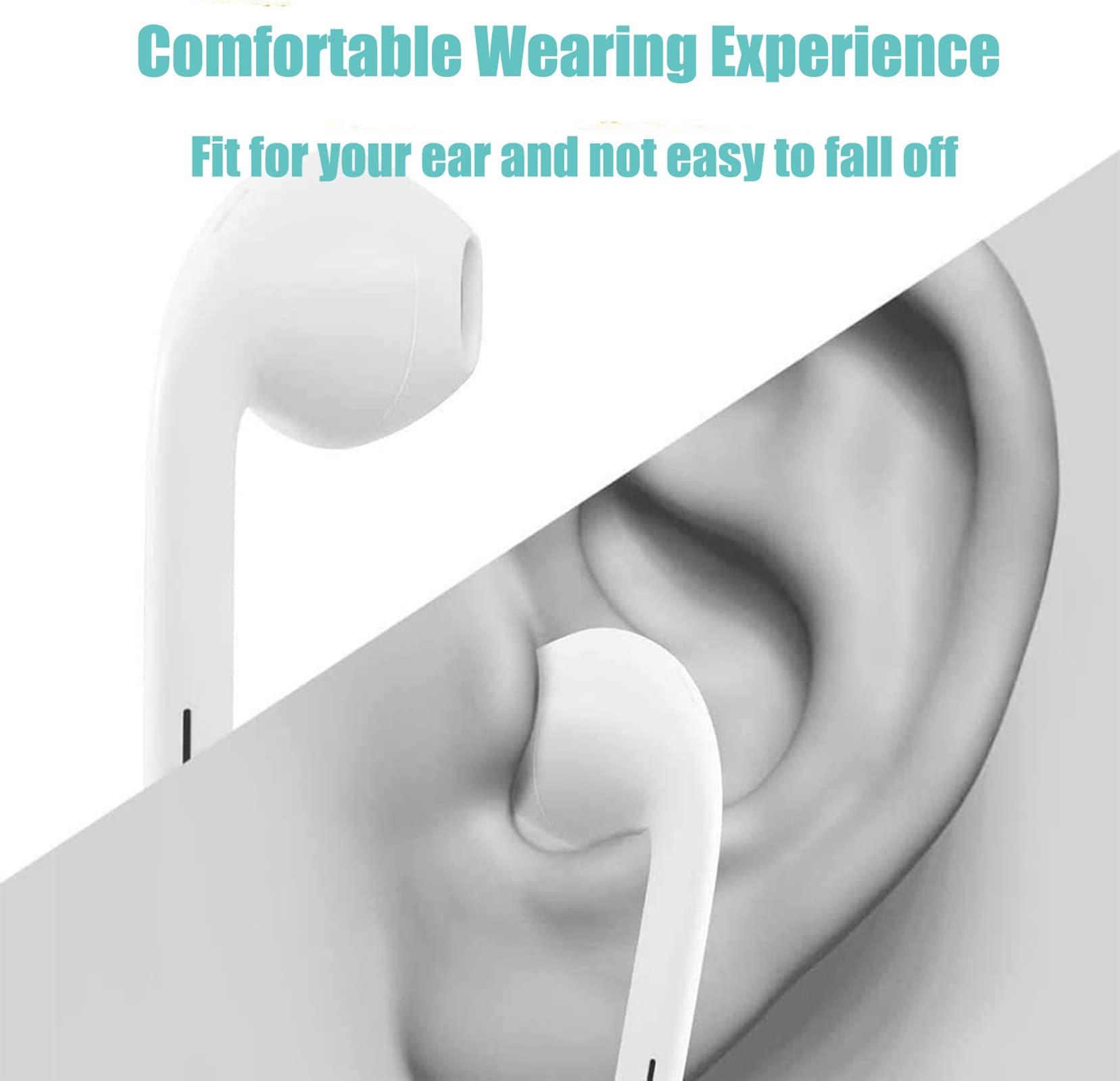 2 Pack 3.5mm Wired Earbuds with Microphone & Volume Control - Noise Isolating In-Ear Headphones for iPhone, iPad, Samsung, Huawei, Android Smartphones, Tablets & Laptops - Perfect for Workouts, Commuting & Online Classes