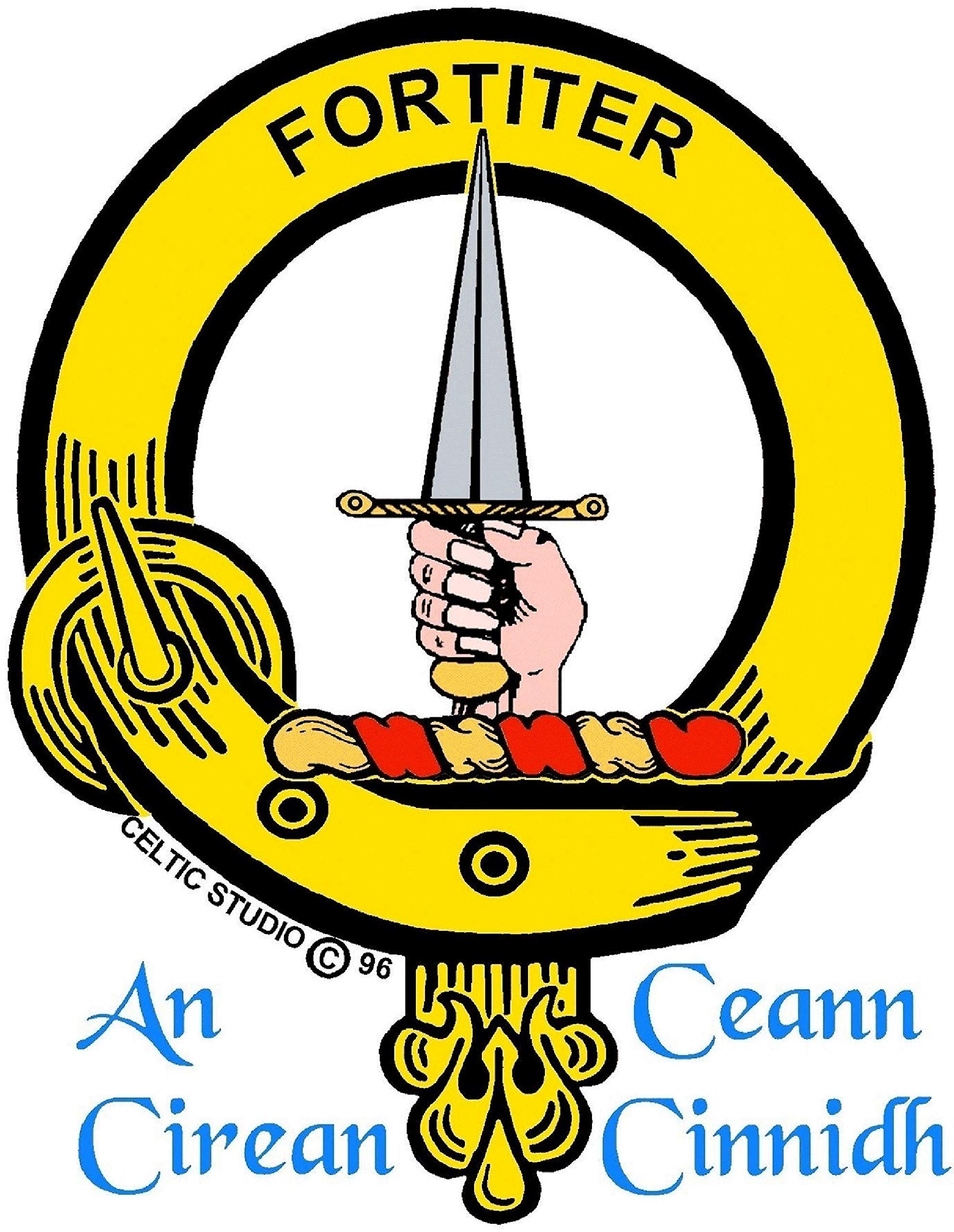 MacAlister Clan Crest Iona Bar Brooch - Sterling Silver Scottish Jewelry for Tartan Shawls & Kilts - Perfect for Weddings, Highland Games & Celtic Events