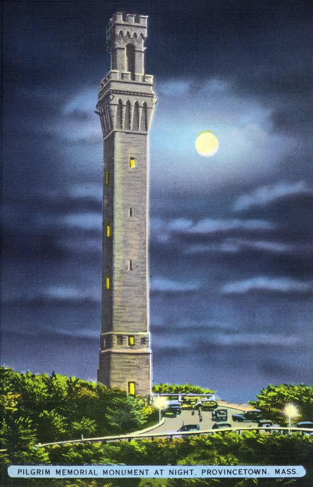 24x36 Signed Provincetown MA Night View of Pilgrim Memorial - Master Art Print Wall Decor Poster for Living Room, Bedroom & Office
