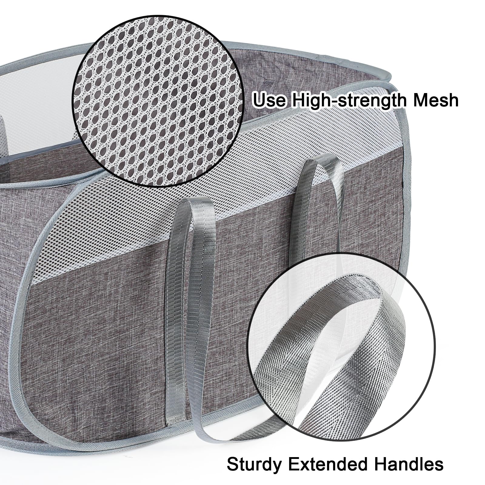 Collapsible Laundry Basket with Reinforced Handles - Foldable Pop Up Hamper for Laundry Room, Bathroom & Travel - Lightweight Storage Solution for Clothes, Toys & Organizing (Gray) - Perfect for Small Spaces, College Dorms & Camping Trips