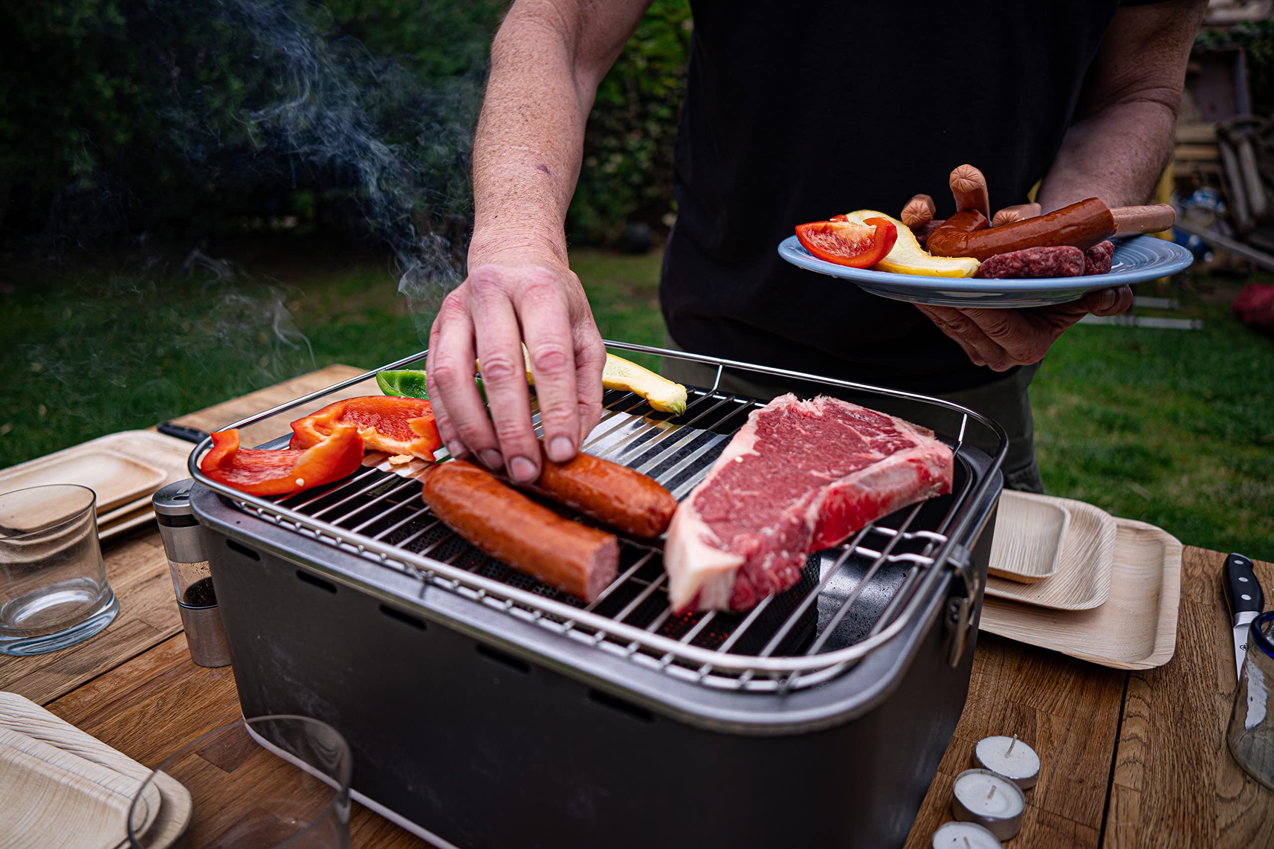 BBQ Dragon Zephyr Portable Charcoal Grill - Adjustable Fan Mini Hibachi Grill | Stainless Steel Tabletop Grill for Outdoor Cooking, Camping, Beach, Tailgate & Backyard BBQ | Perfect for Picnics, RV Trips & Small Space Grilling
