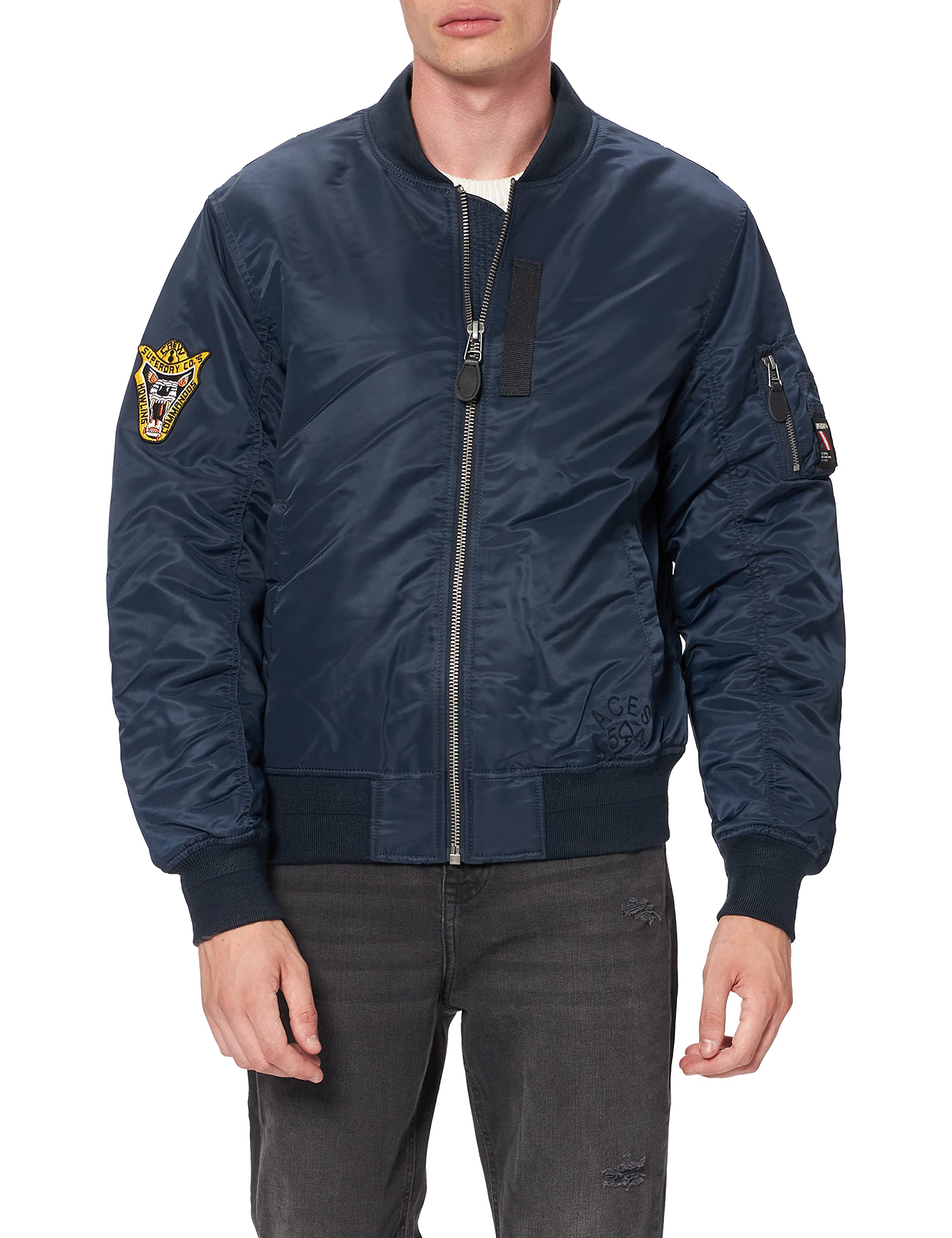 Superdry Men's MA1 Bomber Jacket - Lightweight Relaxed Fit Zip-Up Flight Jacket for Casual Wear & Outdoor Activities | Perfect for Street Style, Travel & Everyday Fashion