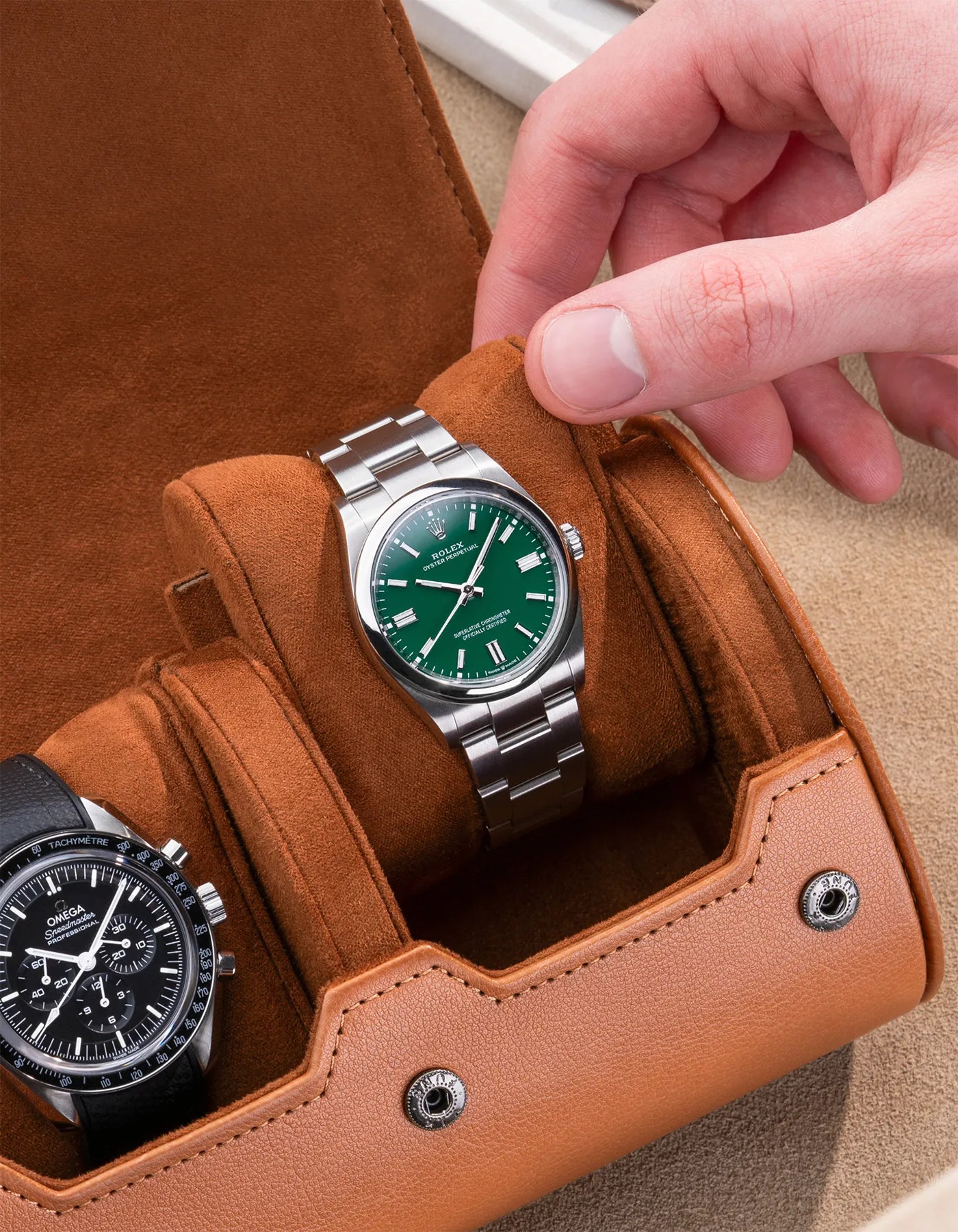 3 Slot Leather Watch Roll for Men - Premium Travel Watch Case Holder - Perfect for Storage, Organization & Travel Accessories