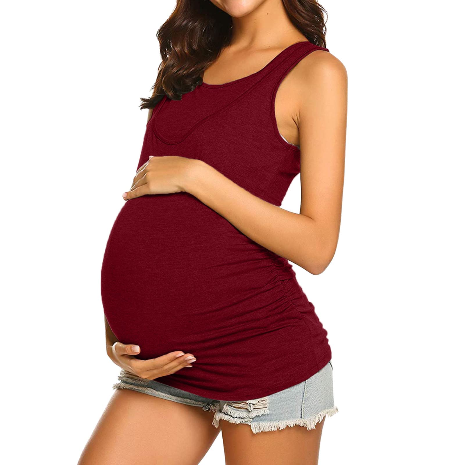 3 Pack Women's Maternity Nursing Tank Tops - Soft Double Layer Sleeveless Fleece Shirts for Breastfeeding | Comfortable Maternity Wear for Pregnancy & Nursing at Home or Work