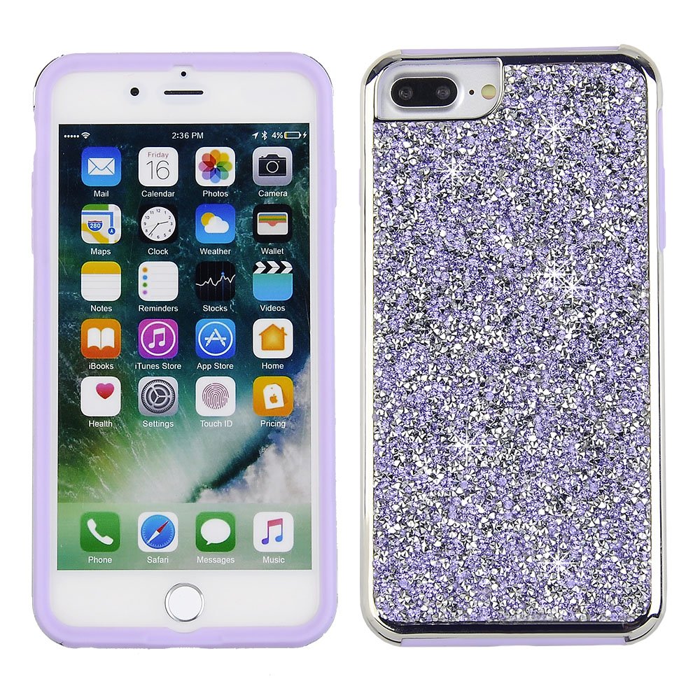 Durable Shockproof Cube Pattern Phone Case for iPhone 8 Plus/7 Plus/6S Plus/6 Plus - Stylish Purple Rock Design | Perfect for Daily Protection & Fashion Statement