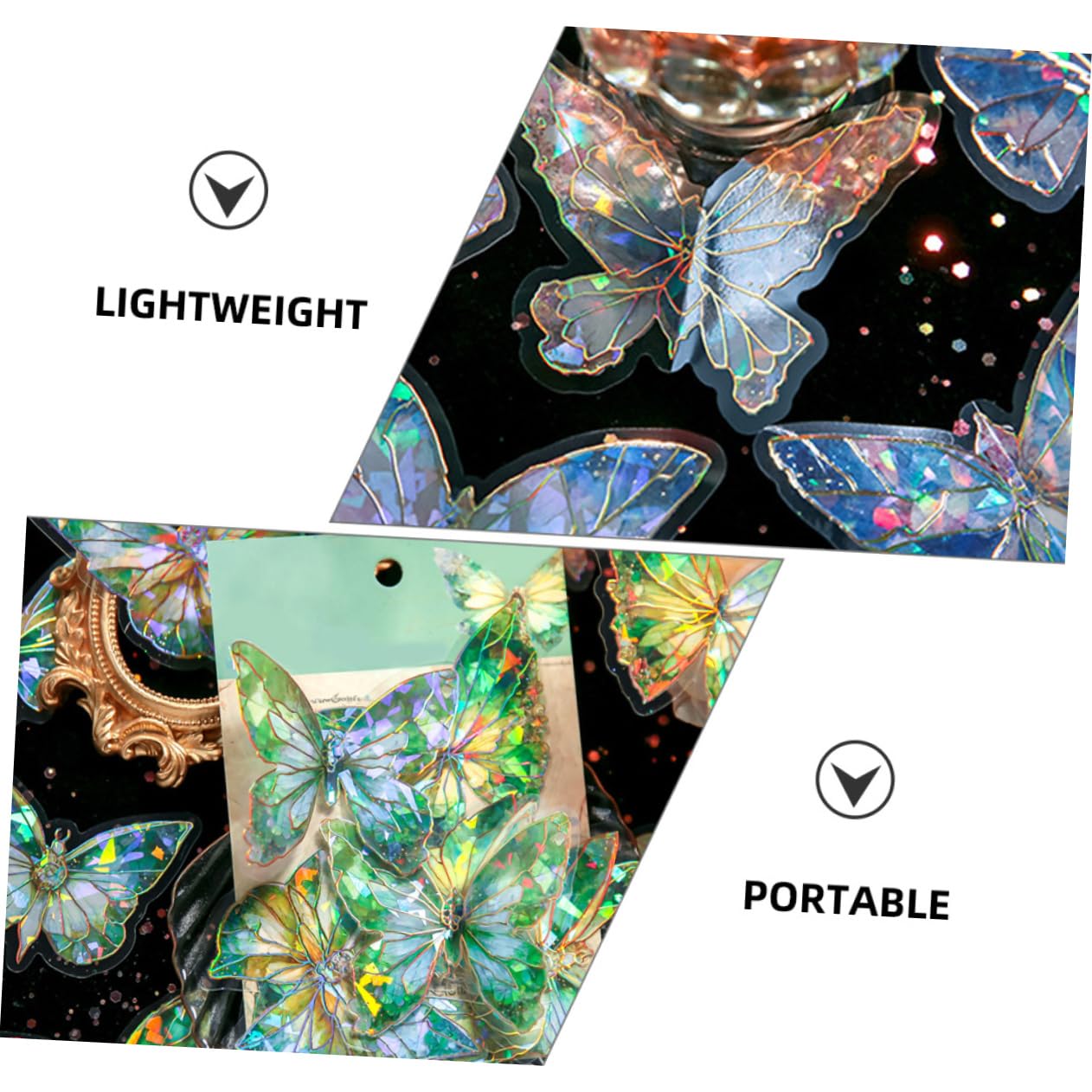 NUOBESTY 12 Sets Butterfly Nail Stickers for DIY Scrapbooking, Decorative Decals, Photo Albums - Waterproof & Reusable - Perfect for Nail Art, Journaling, Card Making & Gift Wrapping