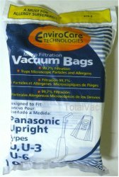 Panasonic Type U, U-3, U-6 Allergen Micro Filtration Vacuum Bags - 9 Pack | HEPA Filter Replacement for Dust Mites, Pet Dander & Pollen | Ideal for Allergy Sufferers & Clean Homes