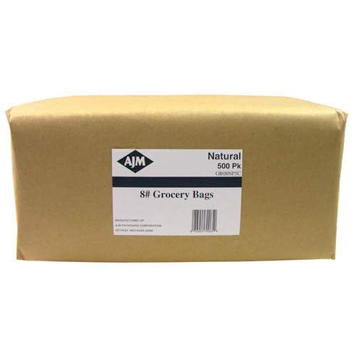 Eco-Friendly #8 Kraft Paper Grocery Bags - 35lb Strength, Standard Size 6 1/8