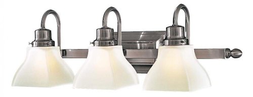 Minka Lavery 5583-84 Mission Ridge Reversible Glass Bath Vanity Light Fixture - 3-Light Wall Sconce, 300W Max, Brushed Nickel Finish - Perfect for Bathroom, Powder Room, and Dressing Area Lighting
