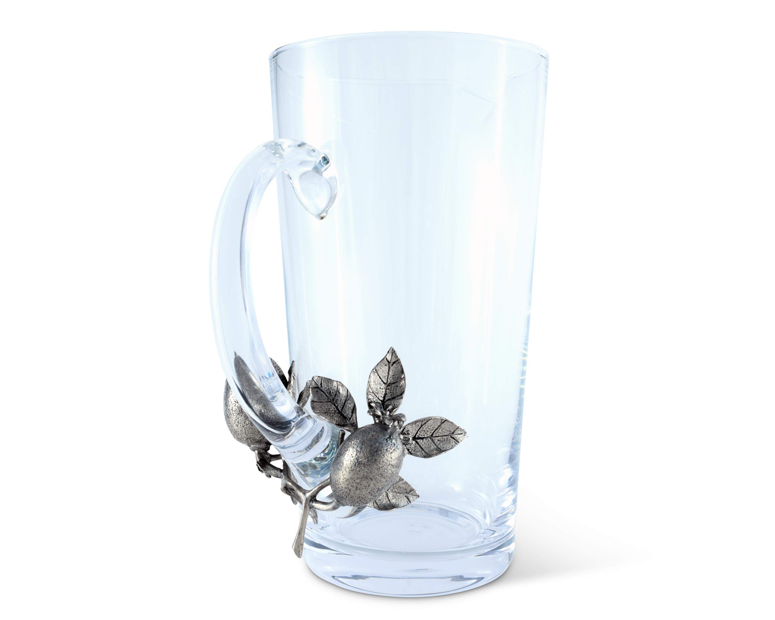 Vagabond House 64 oz Glass & Pewter Lemon Bouquet Pitcher - 9.5