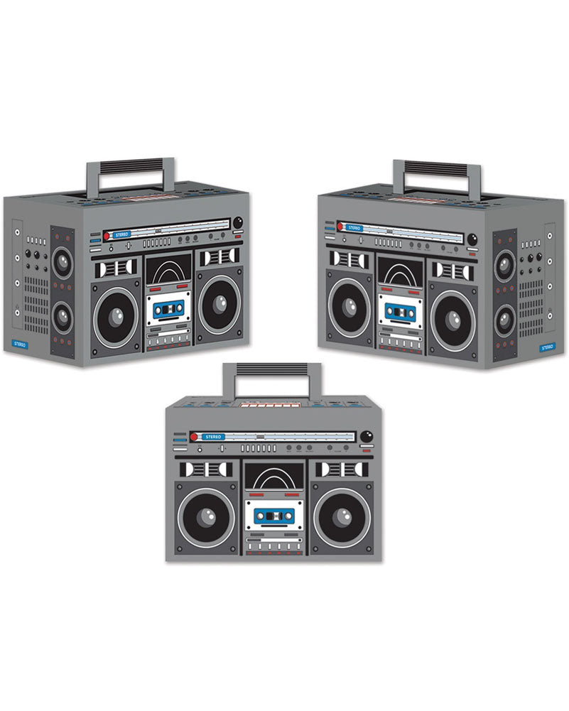 Vintage 80s Style Boombox Favor Boxes - Set of 3 - Perfect for Retro Themed Parties, Birthday Gifts & Wedding Favors