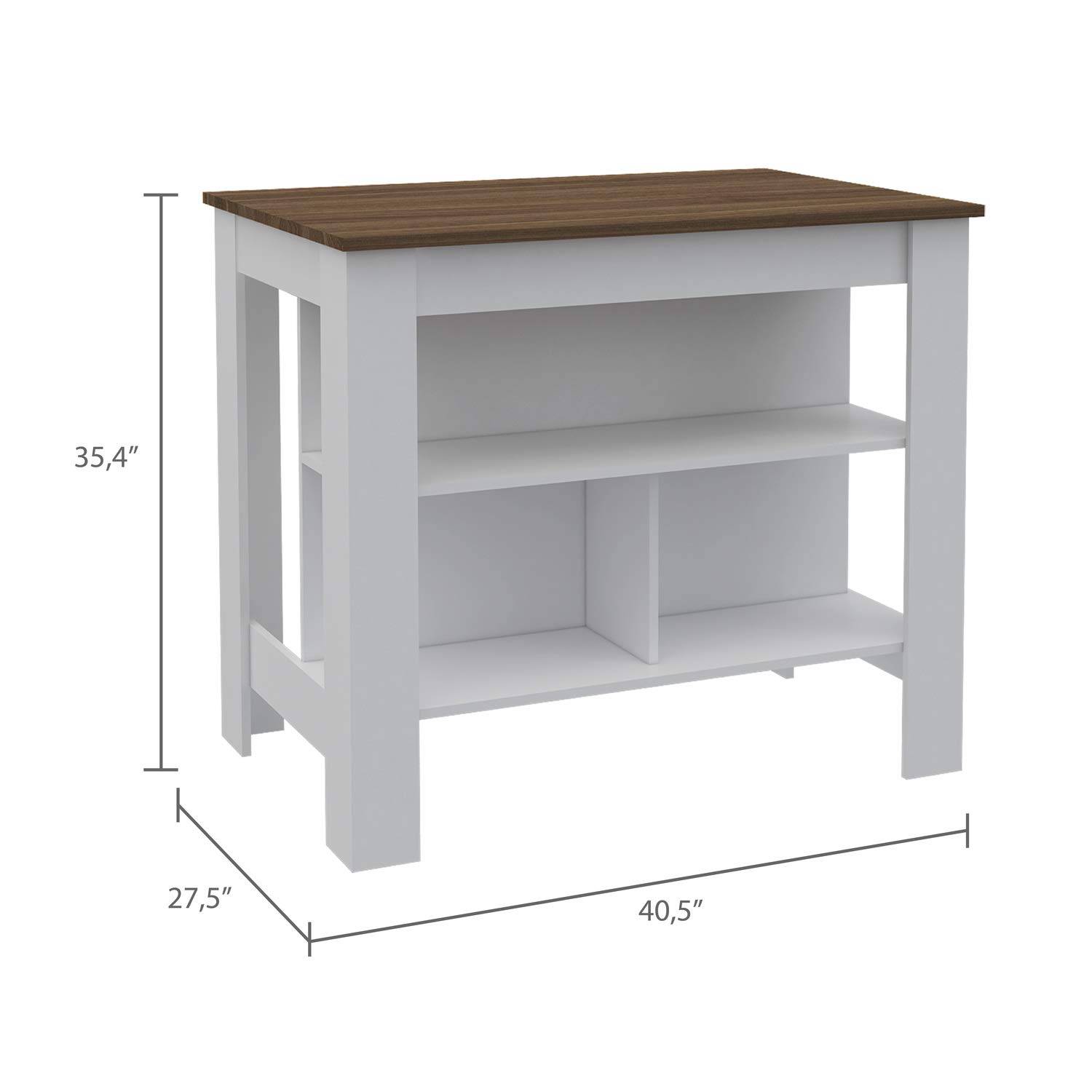 Tuhome Cala Kitchen Island with Storage - Espresso Brown Wooden Countertop Cart for Small Kitchen, Dining Room & Breakfast Nook - Perfect for Extra Prep Space & Storage Solution