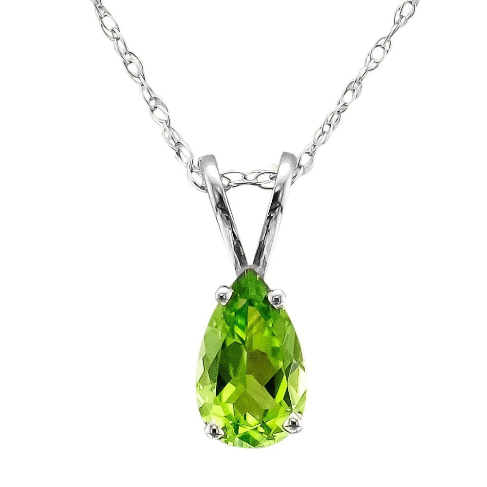 14K Gold Pear Shape Peridot Pendant Necklace for Women - Elegant Olive Green Gemstone Jewelry Gift for Birthday, Anniversary & Special Occasions