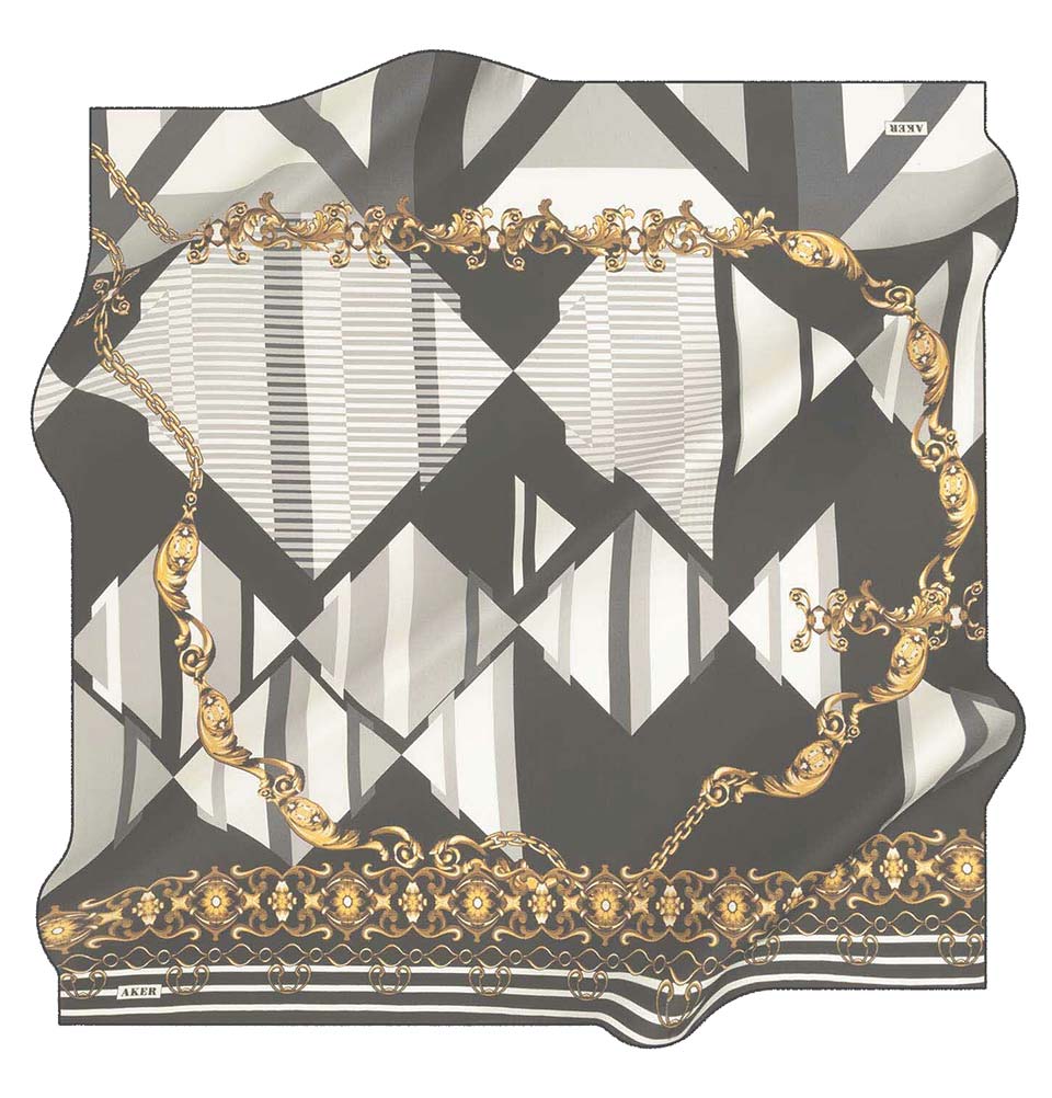 Aker Silk Cotton Patterned Square Scarf #8023 411 - Stylish Fashion Accessory for Women, Perfect for Office, Party & Everyday Outfits