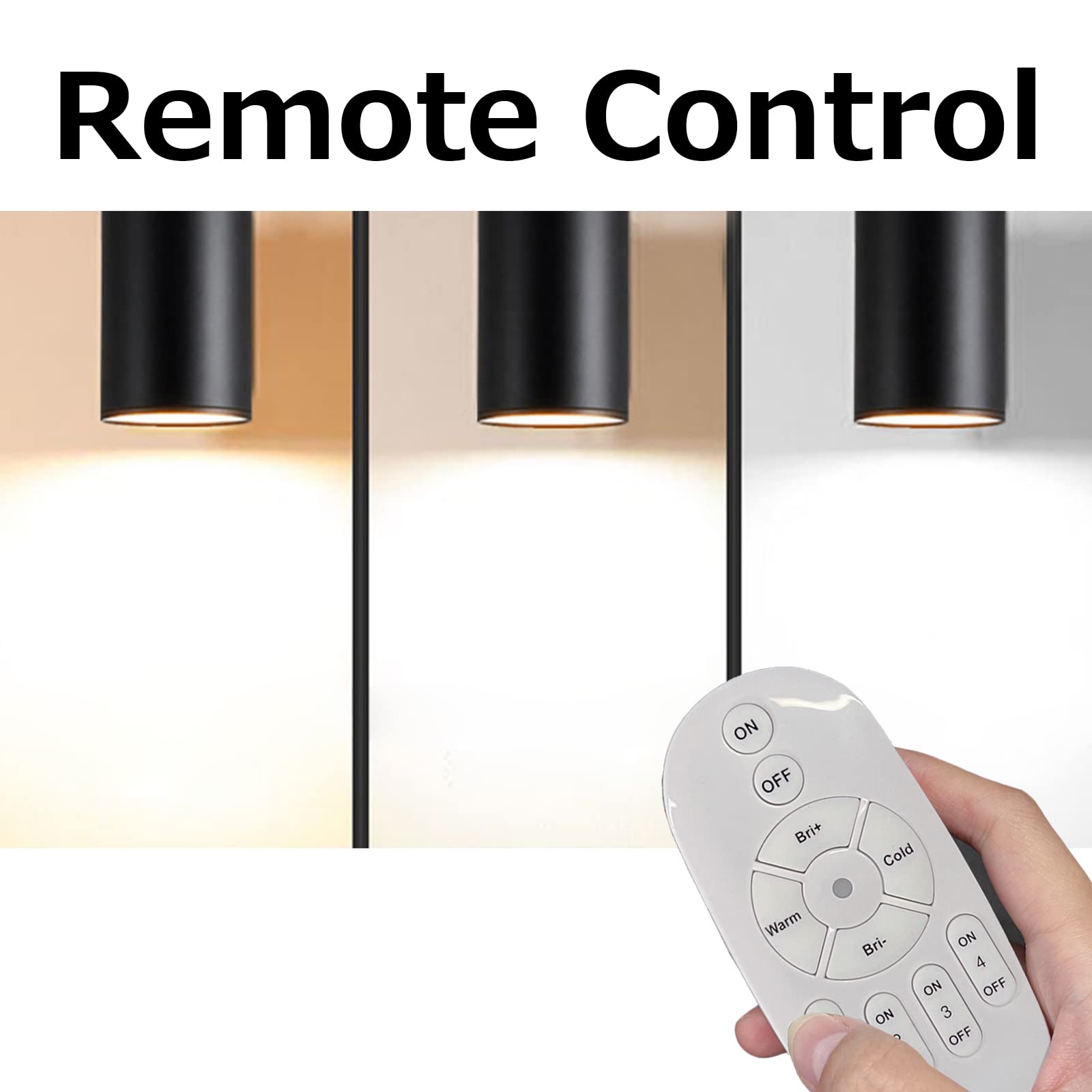 7W Dimmable LED Track Light with Remote Control - Adjustable H-Type Linear Pendant Lighting for Dining Room, Kitchen & Living Room - Industrial COB LED Spotlight (3 Lights, White, 20cm, Model GDTB2601-W) - Perfect for Modern Home & Restaurant Lighting
