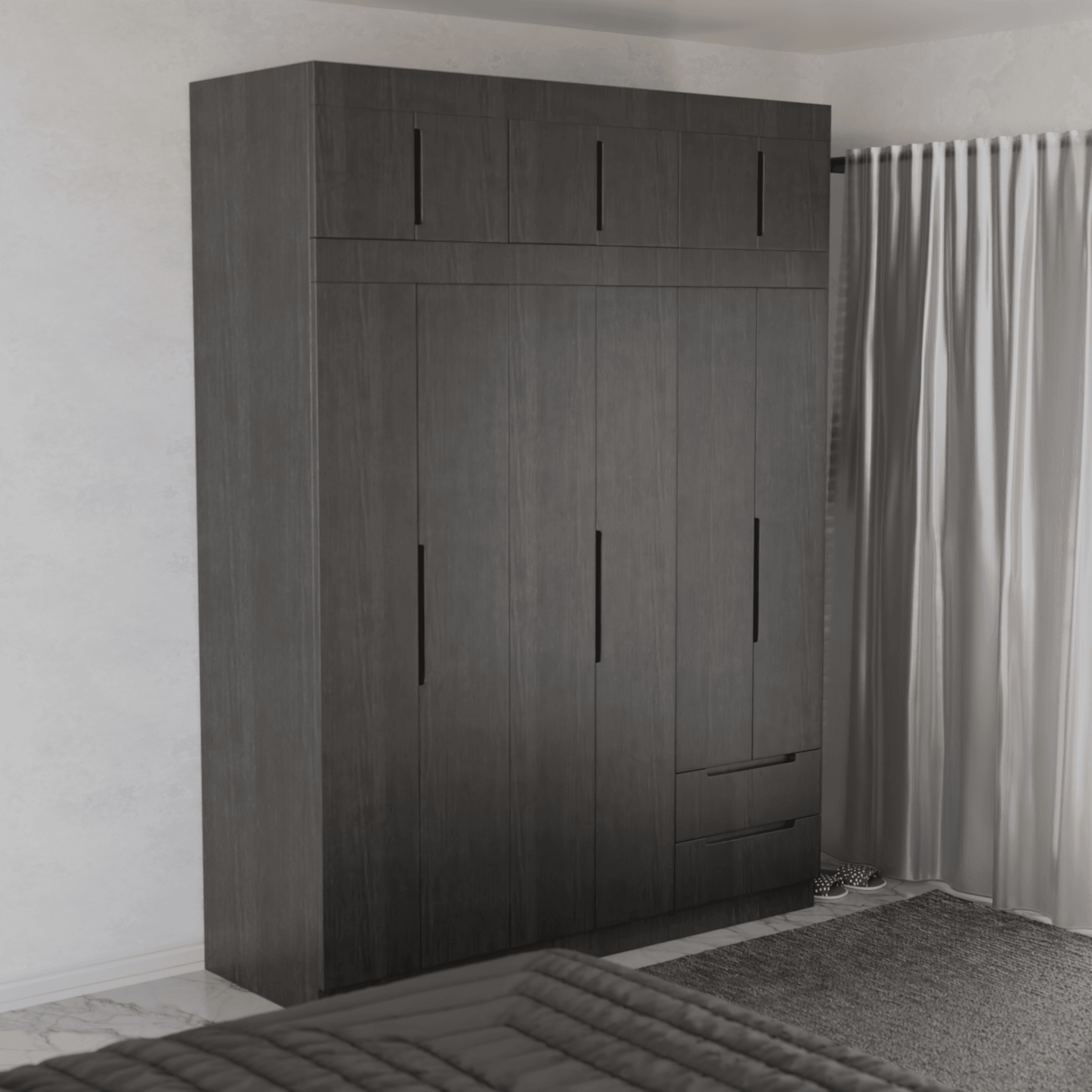 Harrison 6-Door Open Wardrobe with Top Shelf - Spacious Closet Organizer for Bedroom, Living Room & Walk-In Closets - Modern Storage Furniture for Home & Office