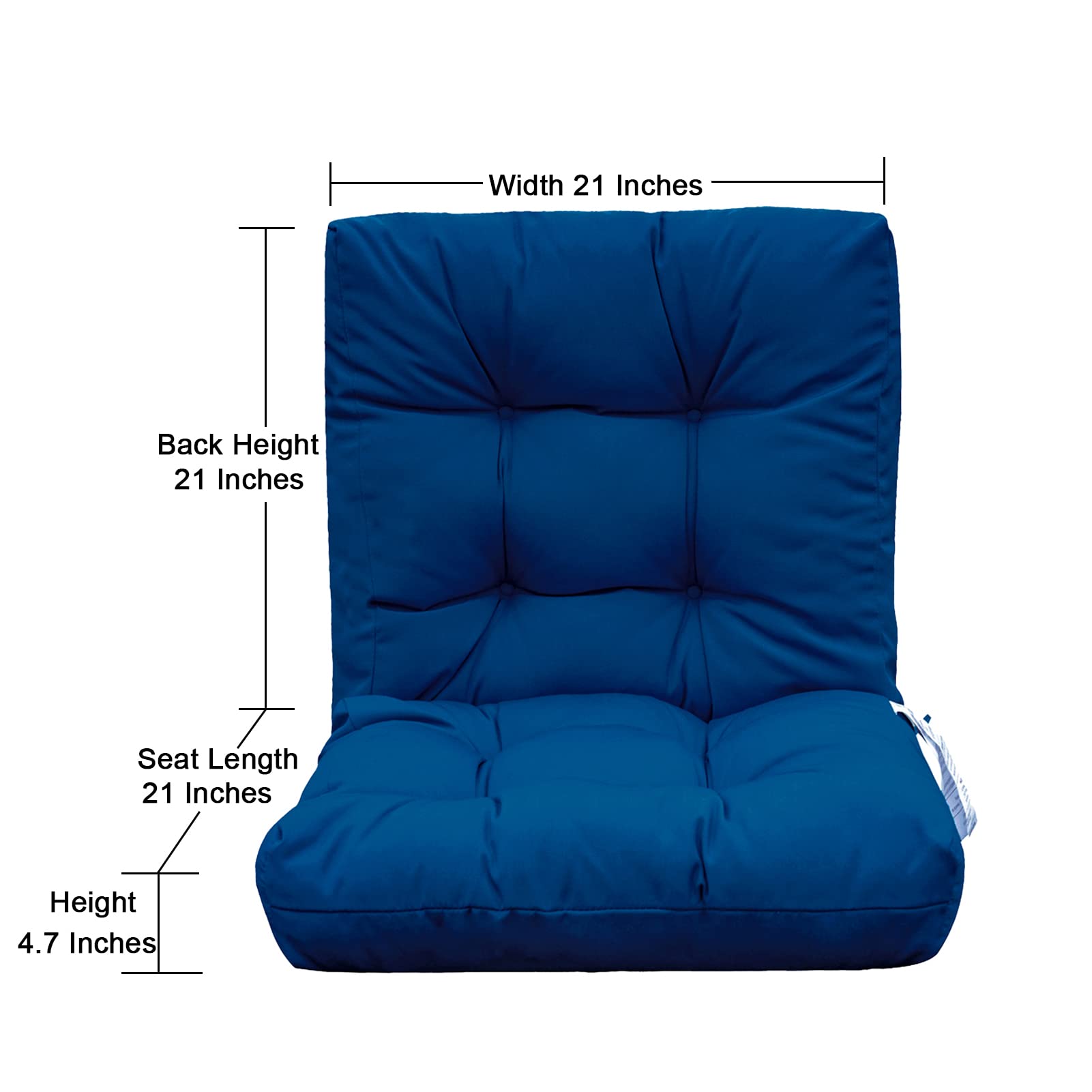 QILLOWAY Outdoor Seat & Back Chair Cushion - Tufted Pillow for Patio Furniture, Spring Summer Seasonal Replacement (Royal Blue) - Perfect for Garden, Deck, Poolside & Outdoor Lounging