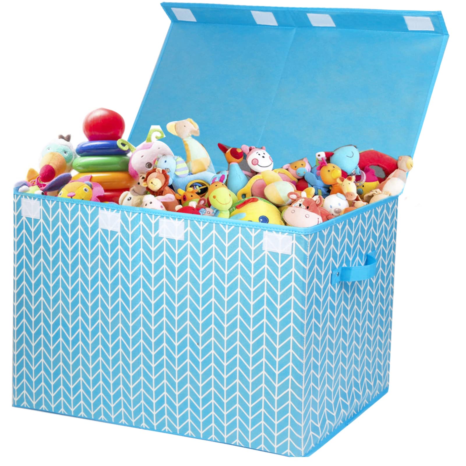 Large Collapsible Toy Storage Box with Lid - Organizer for Toys, Stuffed Animals & Kids' Room Essentials | Perfect for Nursery, Playroom, Closet & Bedroom Organization (Blue)