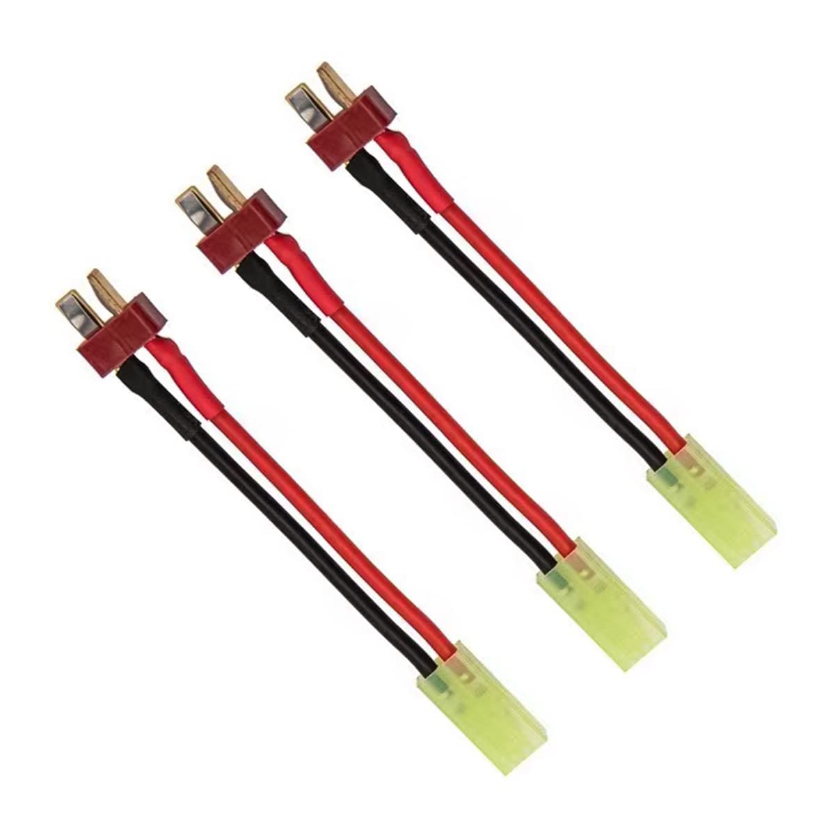 3 Pairs Mini Tamiya Style to T Plug Adapter - 16AWG Silicone Wire Cable Male Female Connector for RC ESC Controller, Car, Truck, FPV Drone, Lipo Battery Charging - Perfect for DIY Electronics and RC Vehicle Power Connections (Square Terminal on Black Wire)