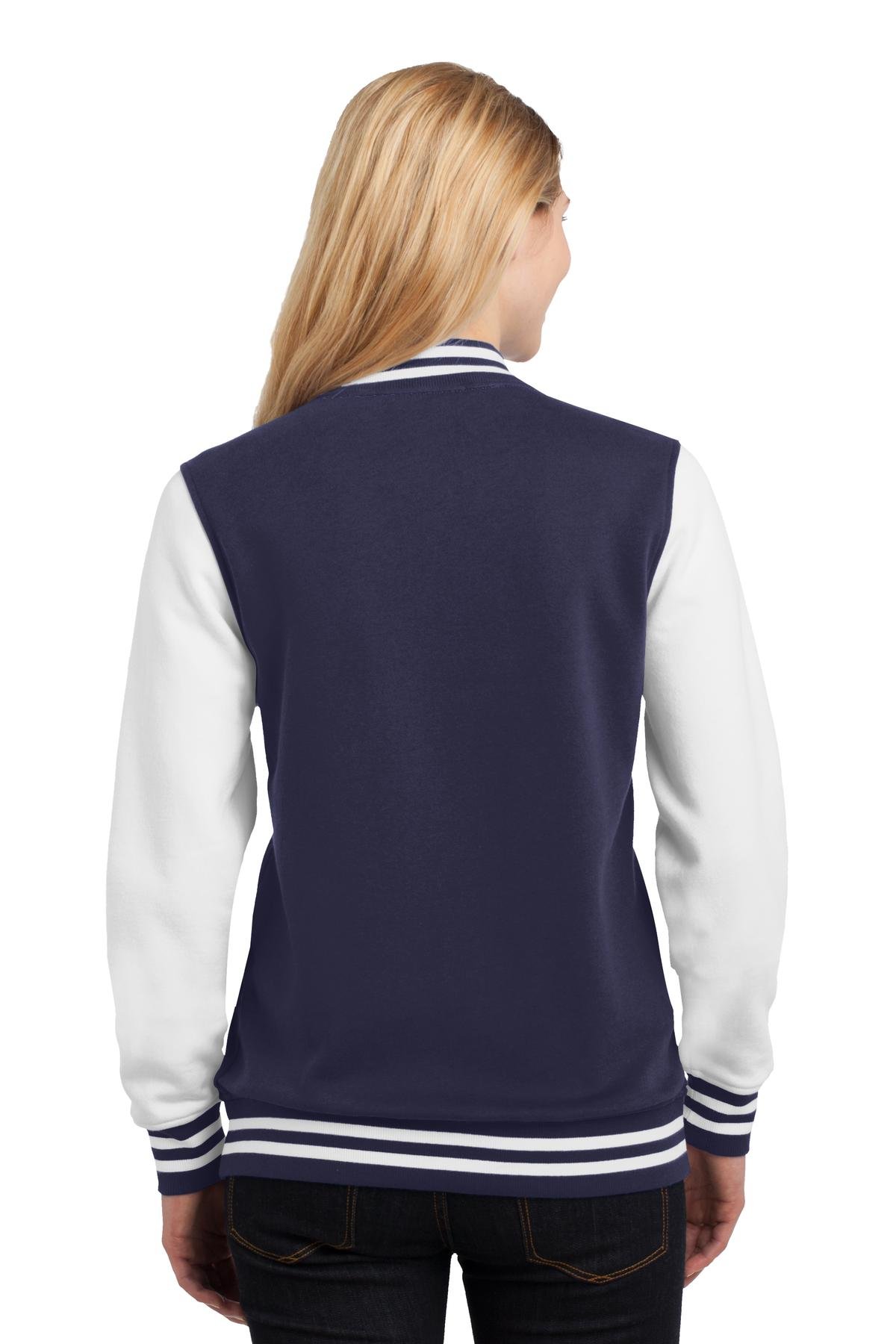 SPORT-TEK Women's Fleece Letterman Varsity Jacket - Soft Warm Pullover for Casual Wear, Sports & Outdoor Activities