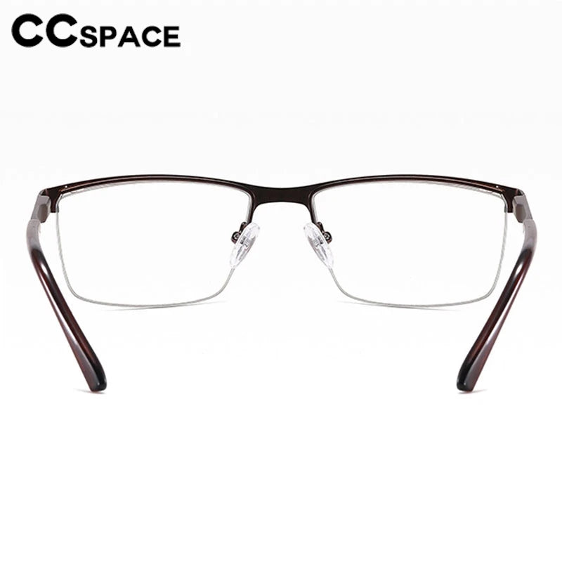 CCspace Semi-Rim Square Alloy Spring Hinge Eyeglasses for Men & Women - Lightweight Durable Frame for Reading, Driving & Daily Use - Model 300842
