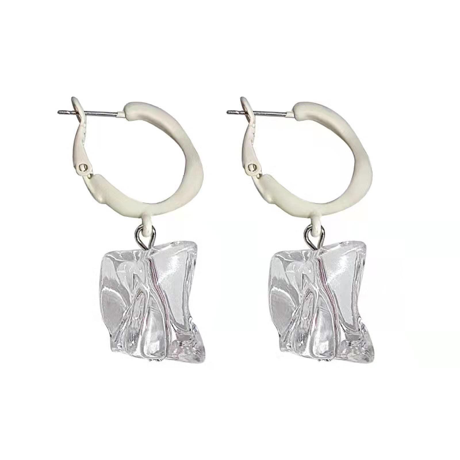Korean Style 3D Irregular Transparent Drop Earrings for Women - Elegant & Minimalist Fashion Jewelry - Perfect for Parties, Weddings & Daily Wear
