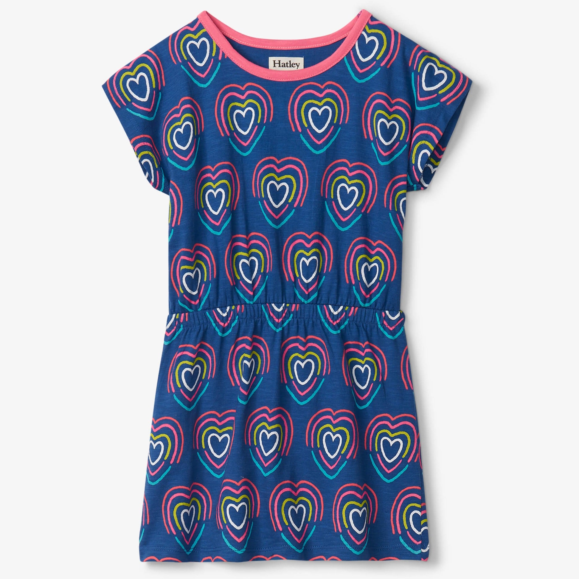 Hatley Rainbow Hearts Cinched Waist Dress for Girls | Cute Floral Print Party Dress | Perfect for Birthday, Easter & Special Occasions