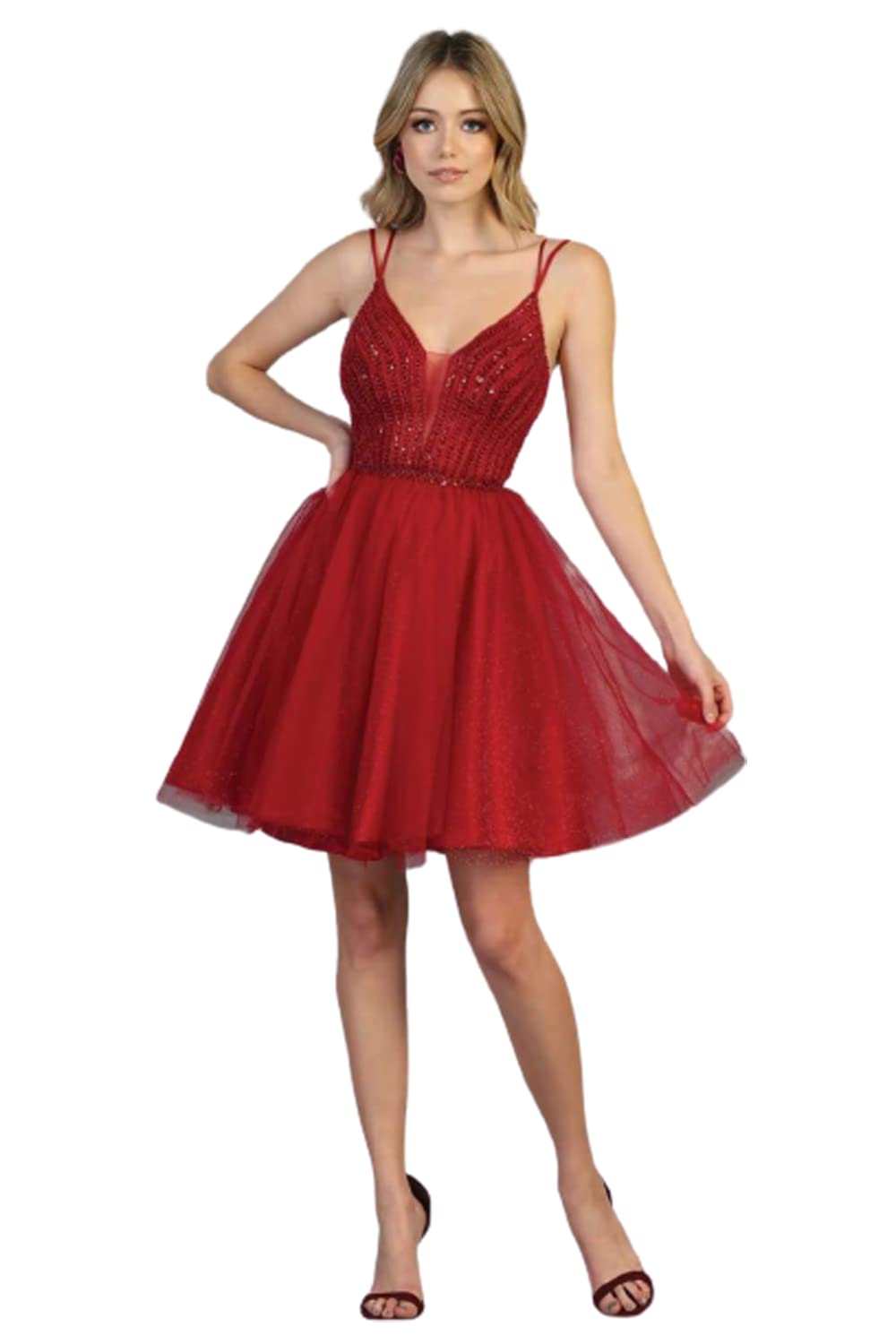 Elegant Burgundy Embellished Homecoming Dress for Prom & Special Occasions | Formal Evening Gown for Women