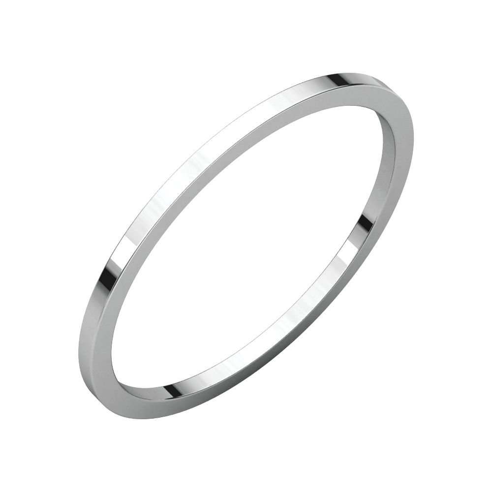 Jewels By Lux 14k White Gold 1mm Men's Wedding Band Ring - Size 11.5 | Classic Thin Flat Comfort Fit for Everyday Wear & Anniversary Gifts