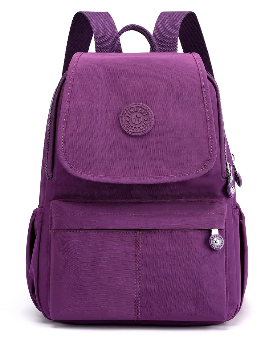 Women's Small Nylon Backpack Purse - Stylish Mini Daypack for Teen Girls & Women, Lightweight Casual Fashion Backpack (Purple) - Perfect for School, Travel, Shopping & Everyday Use