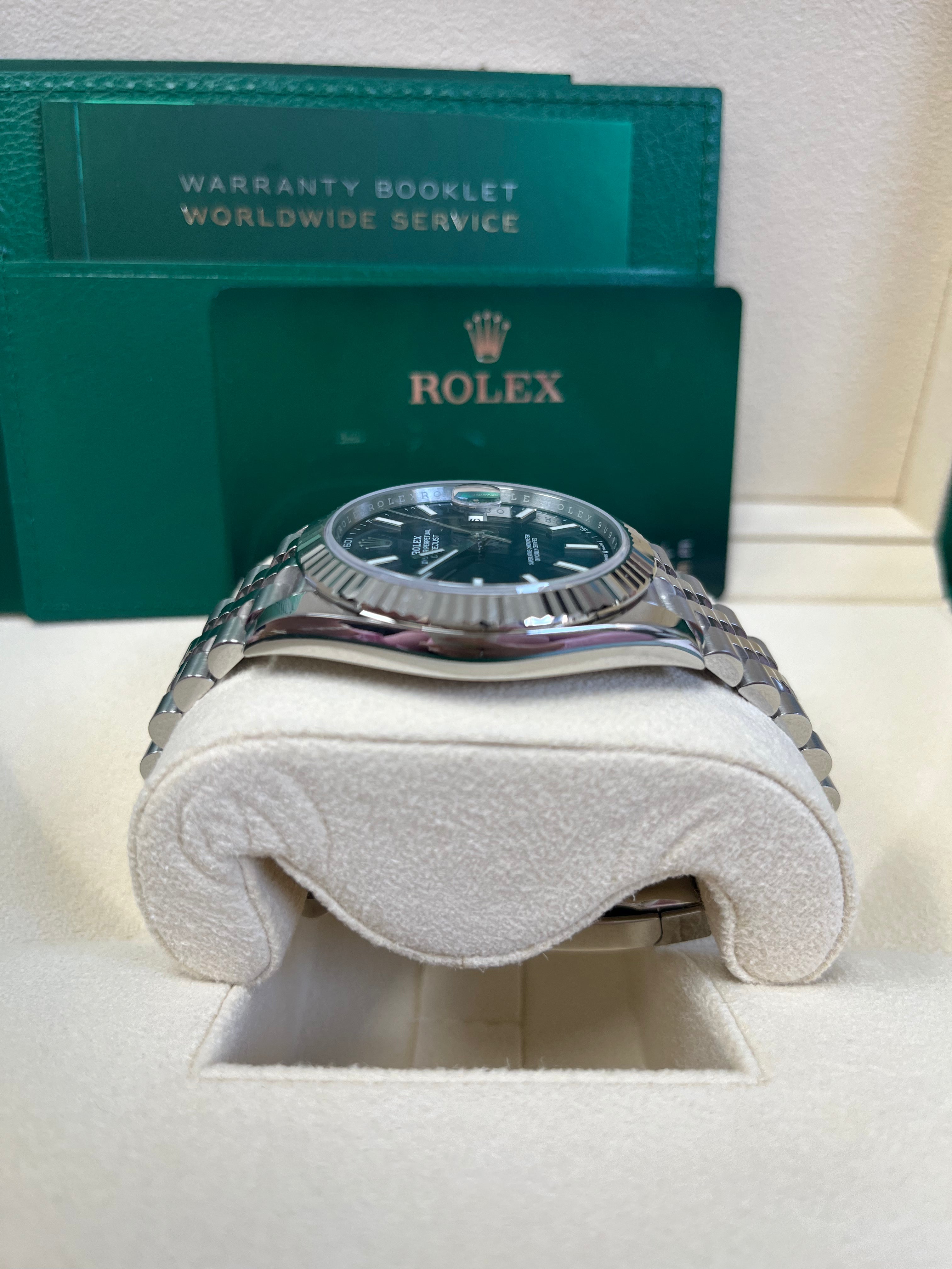 Rolex Datejust 41 Watch - White Gold & Steel, Blue Index Dial, Jubilee Bracelet, Fluted Bezel (Ref#126334) | Luxury Timepiece for Business, Formal & Special Occasions
