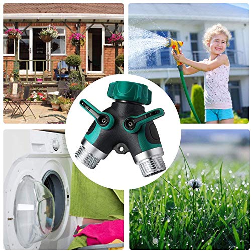 2024 Upgraded Metal Garden Hose Splitter - 2 Way Y Hose Connector with 3/4