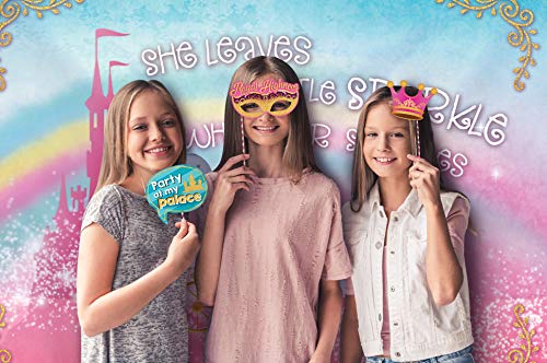 Sparkly Gold Royal Princess Photography Backdrop & Studio Props Kit – Perfect for Girls Photo Booth, Rainbow Pink Castle Birthday Party, Fairytale Baby Shower Decorations – Great for Birthday Parties, Baby Showers & Themed Events