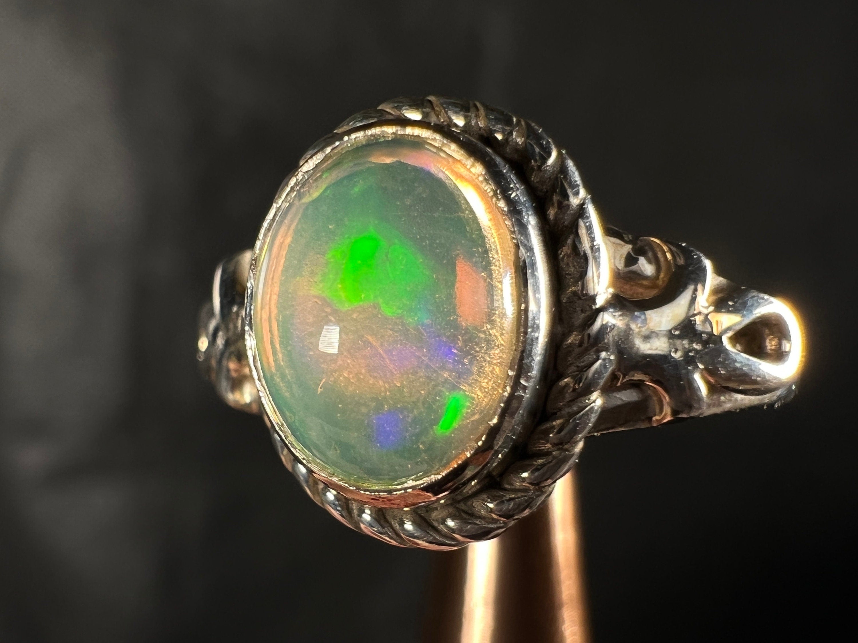 Ethiopian Opal Ring Sterling Silver Size 7.5 - Welo Opal Jewelry for Women, Bridal & Engagement Rings | Perfect for Weddings, Anniversaries & Special Occasions